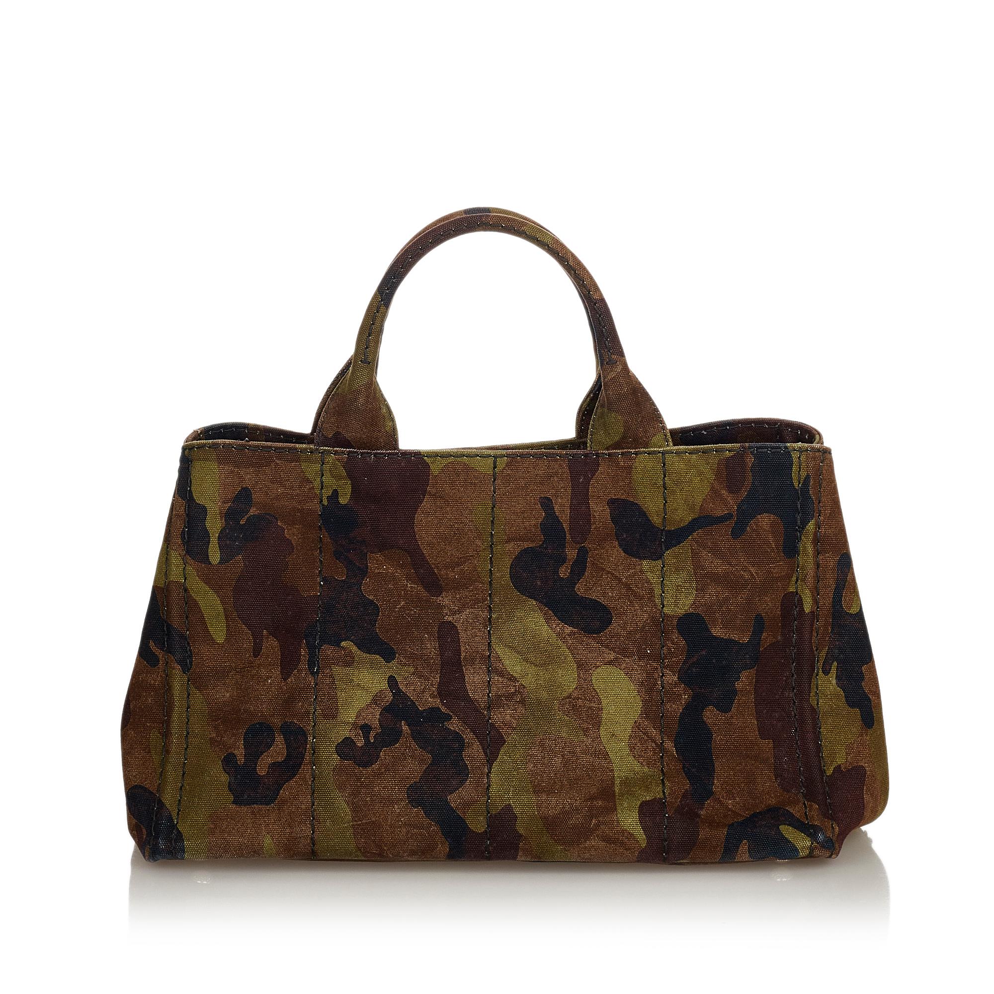 Prada Canapa Logo Camouflage Canvas Satchel (SHG-24696)