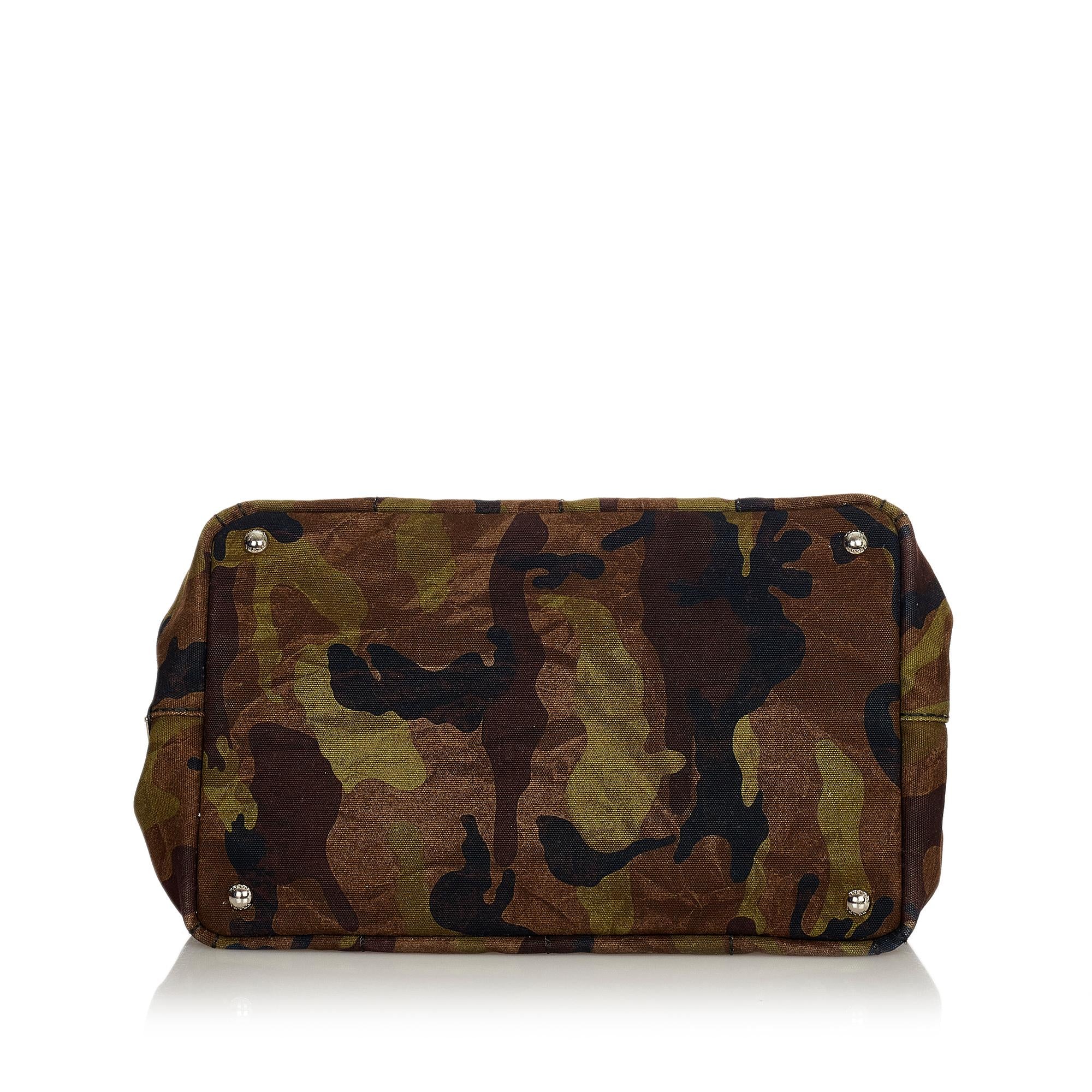 Prada Canapa Logo Camouflage Canvas Satchel (SHG-24696)