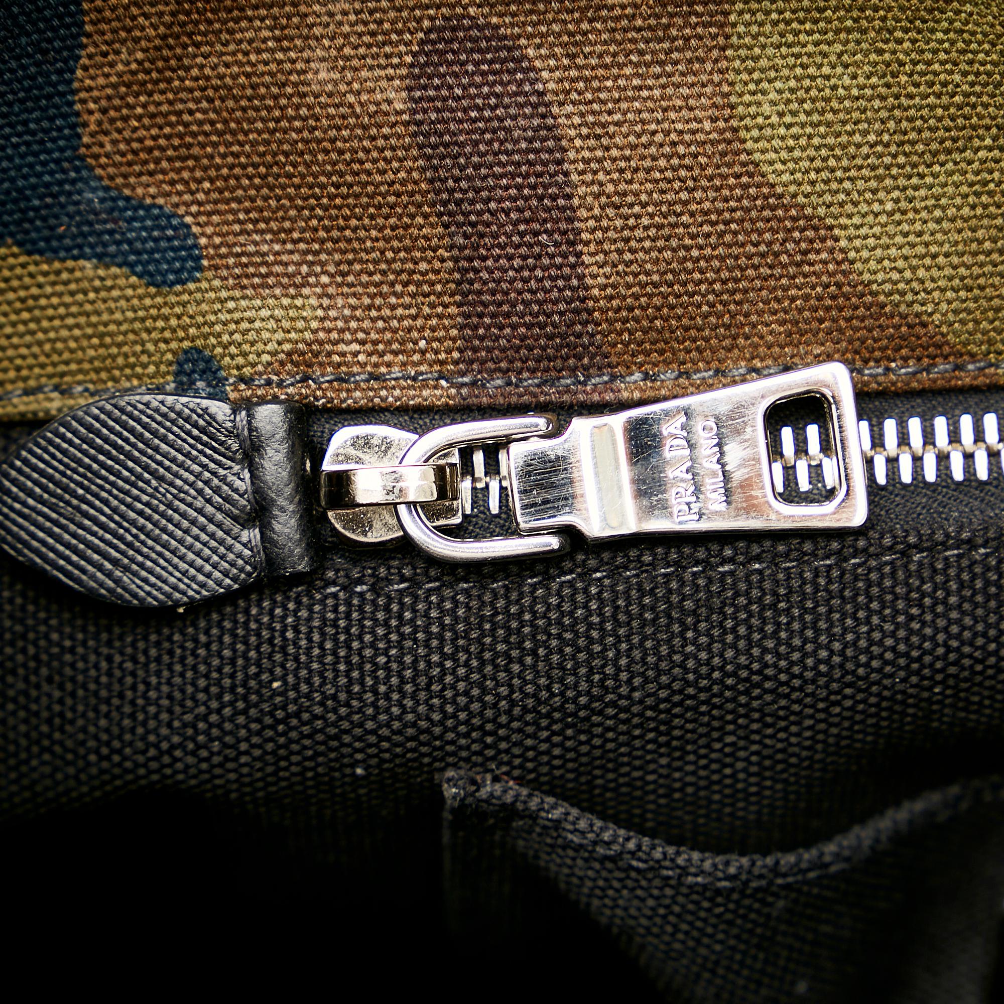 Prada Canapa Logo Camouflage Canvas Satchel (SHG-24696)