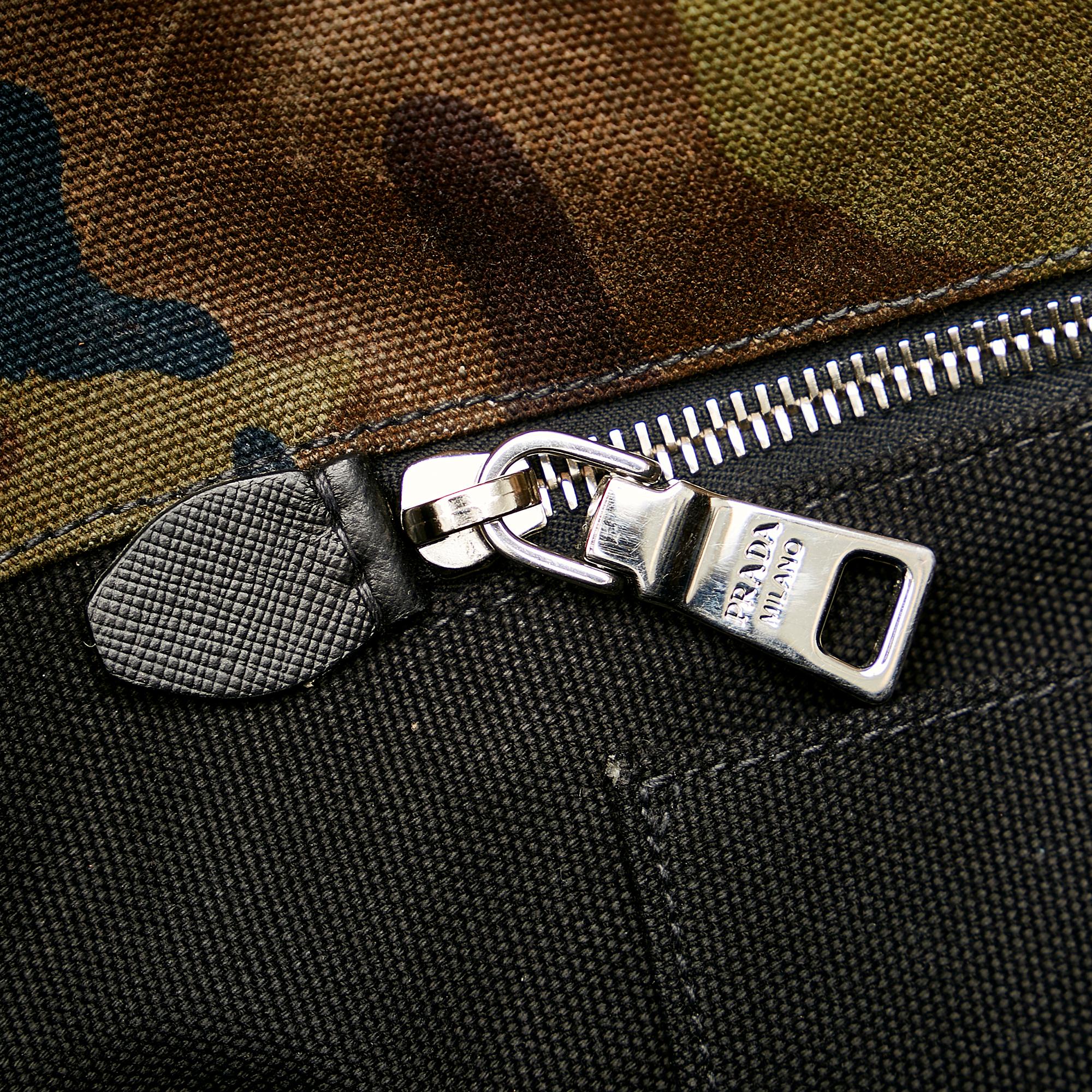 Prada Canapa Logo Camouflage Canvas Satchel (SHG-24696)