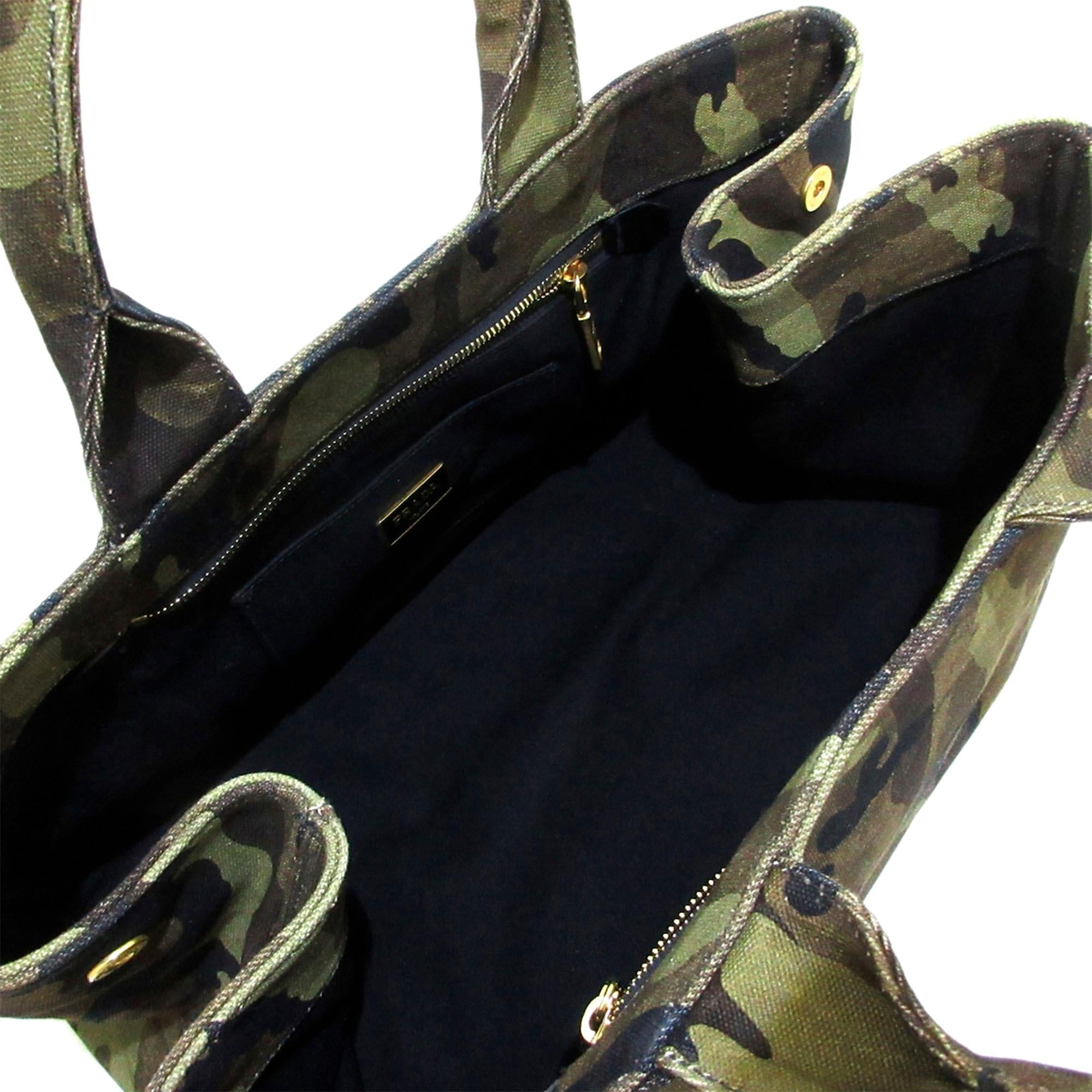 Prada Canapa Logo Camouflage Canvas Tote Bag (SHG-32283)
