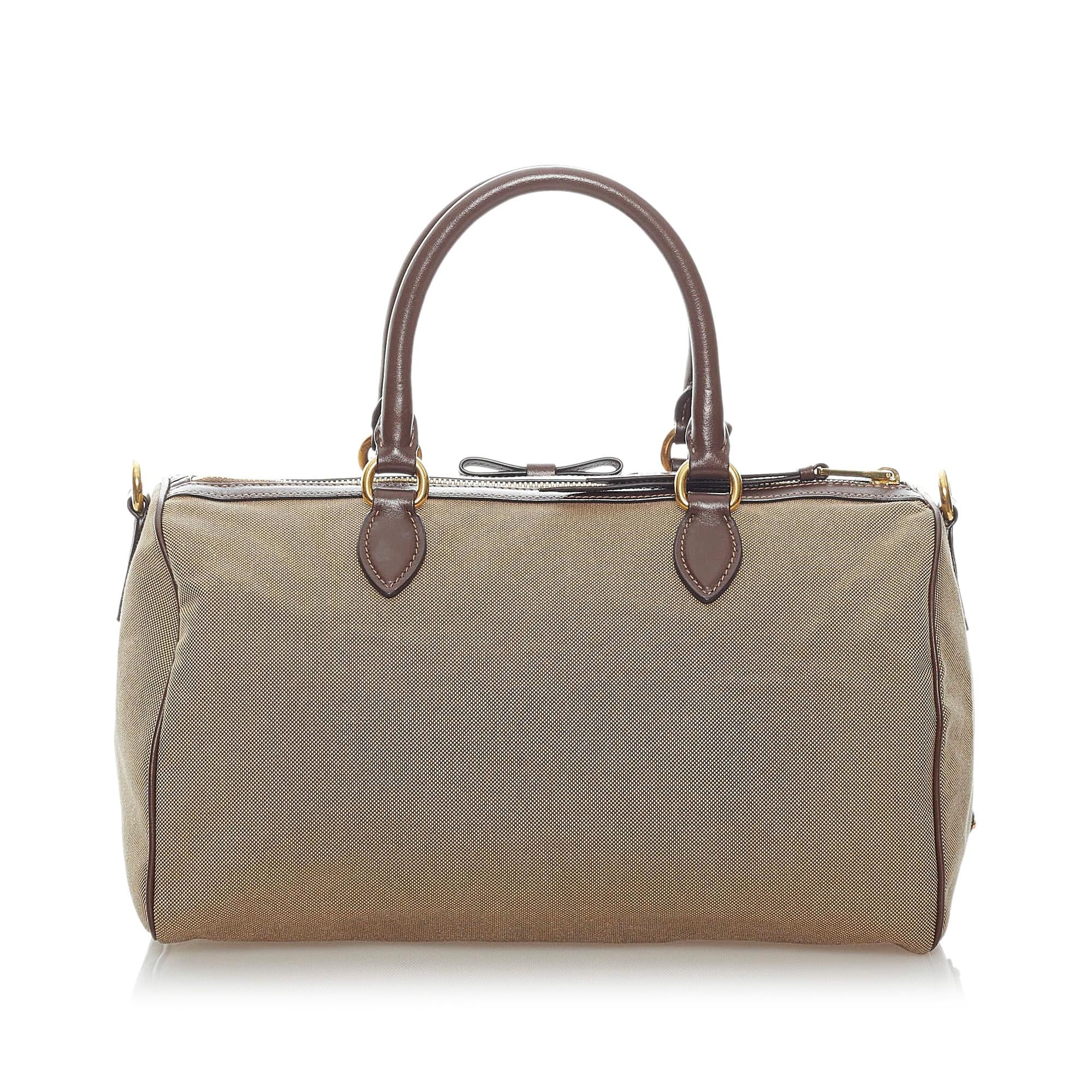 Prada Canapa Logo Canvas Boston Bag (SHG-31446)