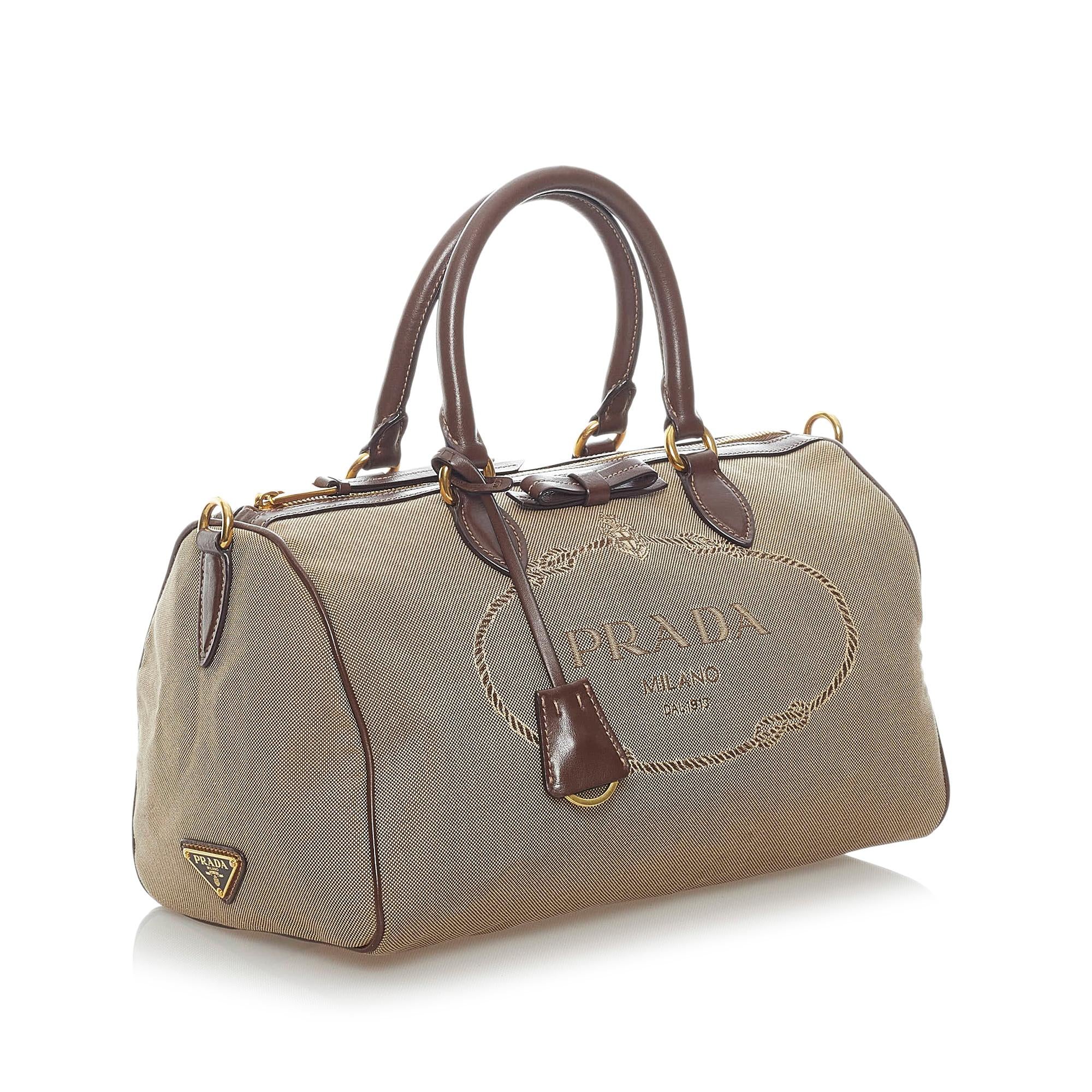 Prada Canapa Logo Canvas Boston Bag (SHG-31446)