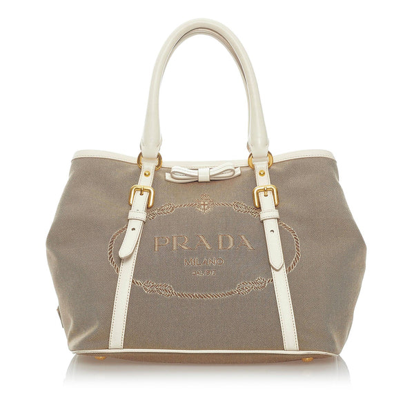 Prada, Bags, Auth Prada Triangle Logo Canvas Pochette Shoulder Bag