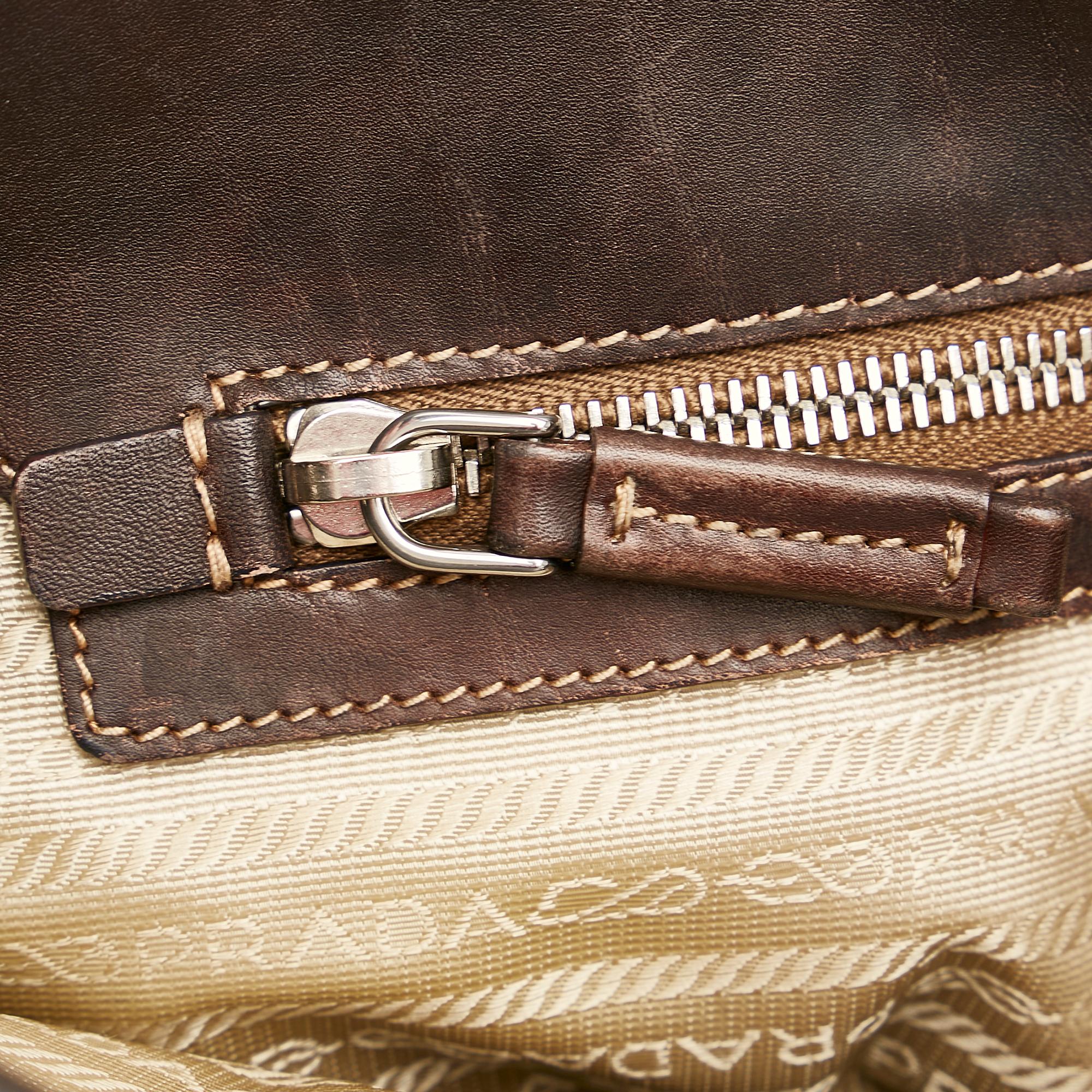 Prada Canapa Logo Canvas Satchel (SHG-24468)