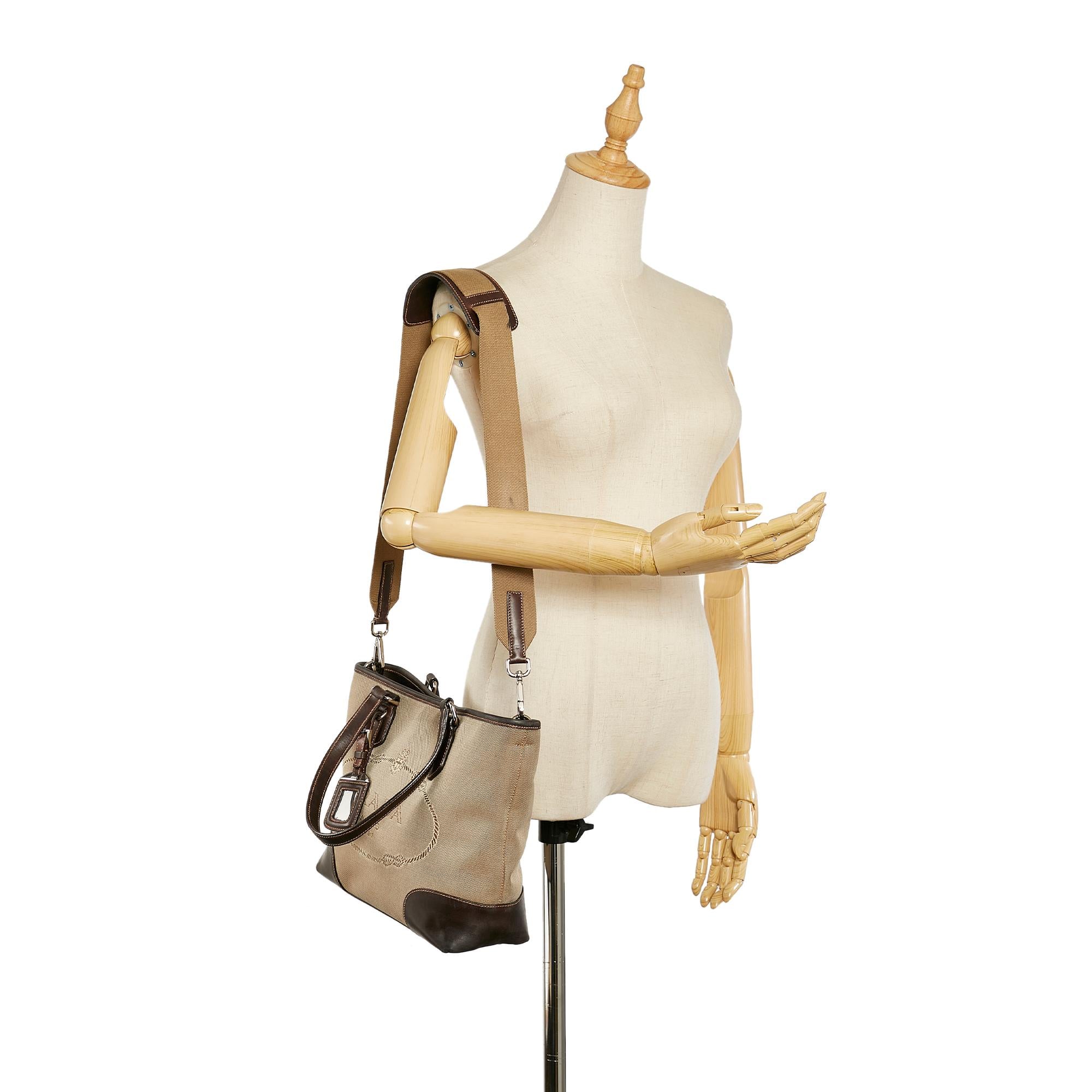 Prada Canapa Logo Canvas Satchel (SHG-24468)