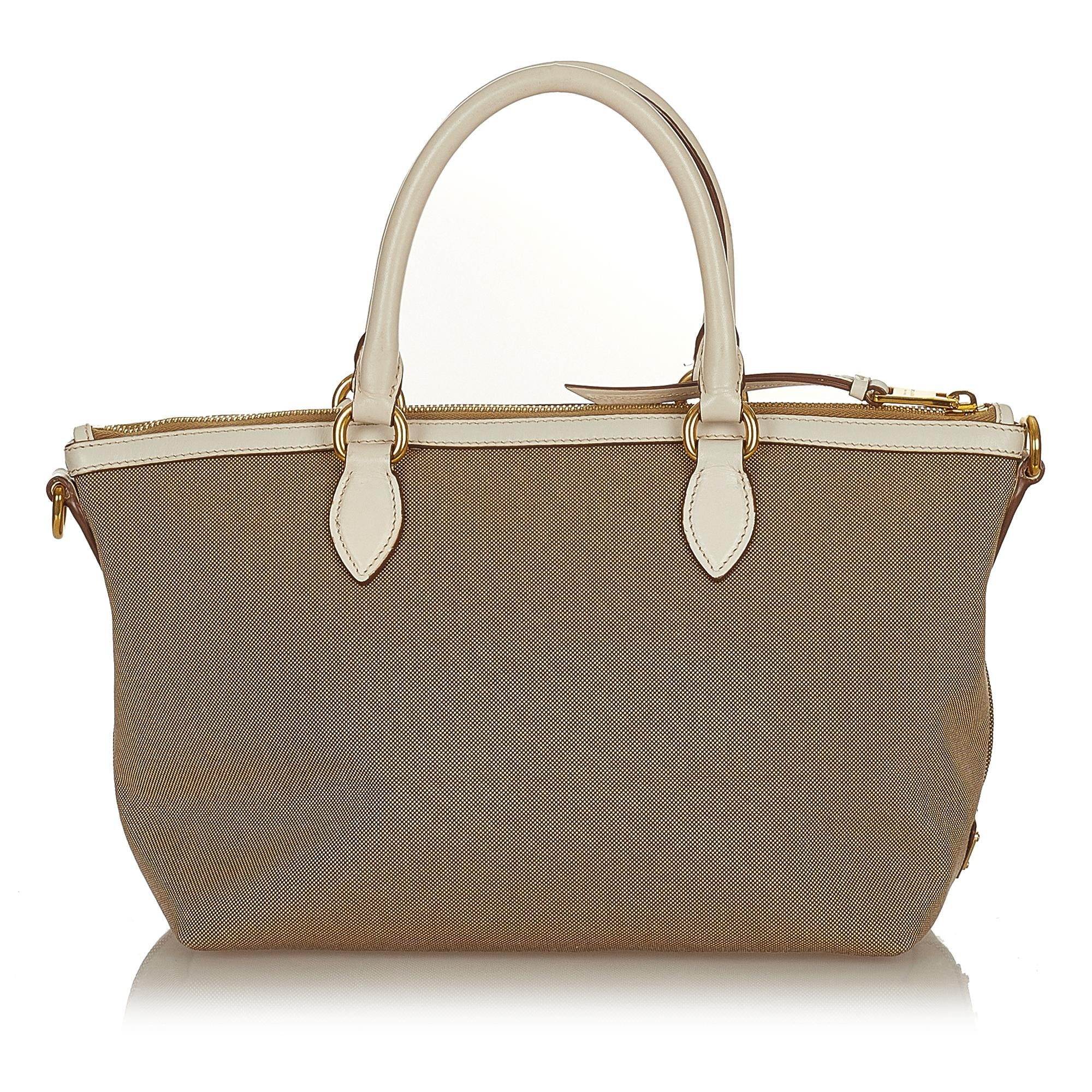 Prada Canapa Logo Canvas Satchel (SHG-27085)