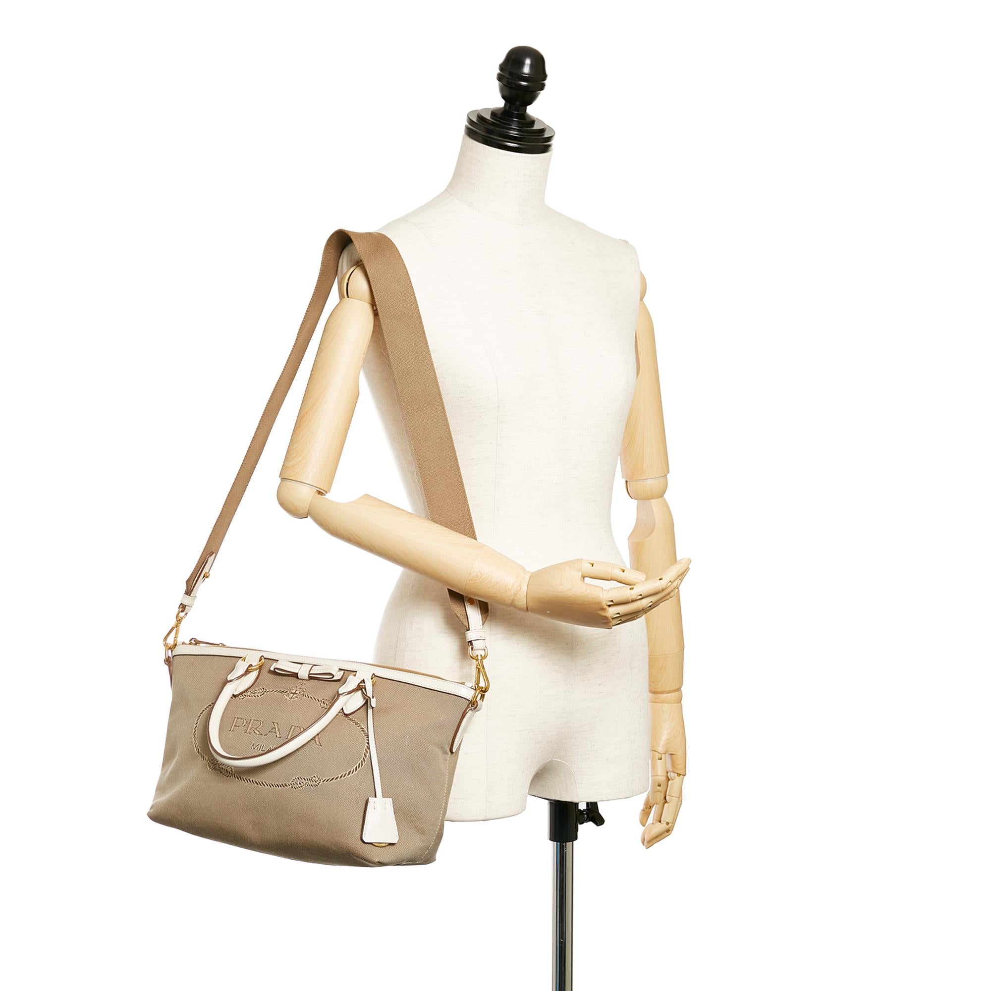 Prada Canapa Logo Canvas Satchel (SHG-27085)