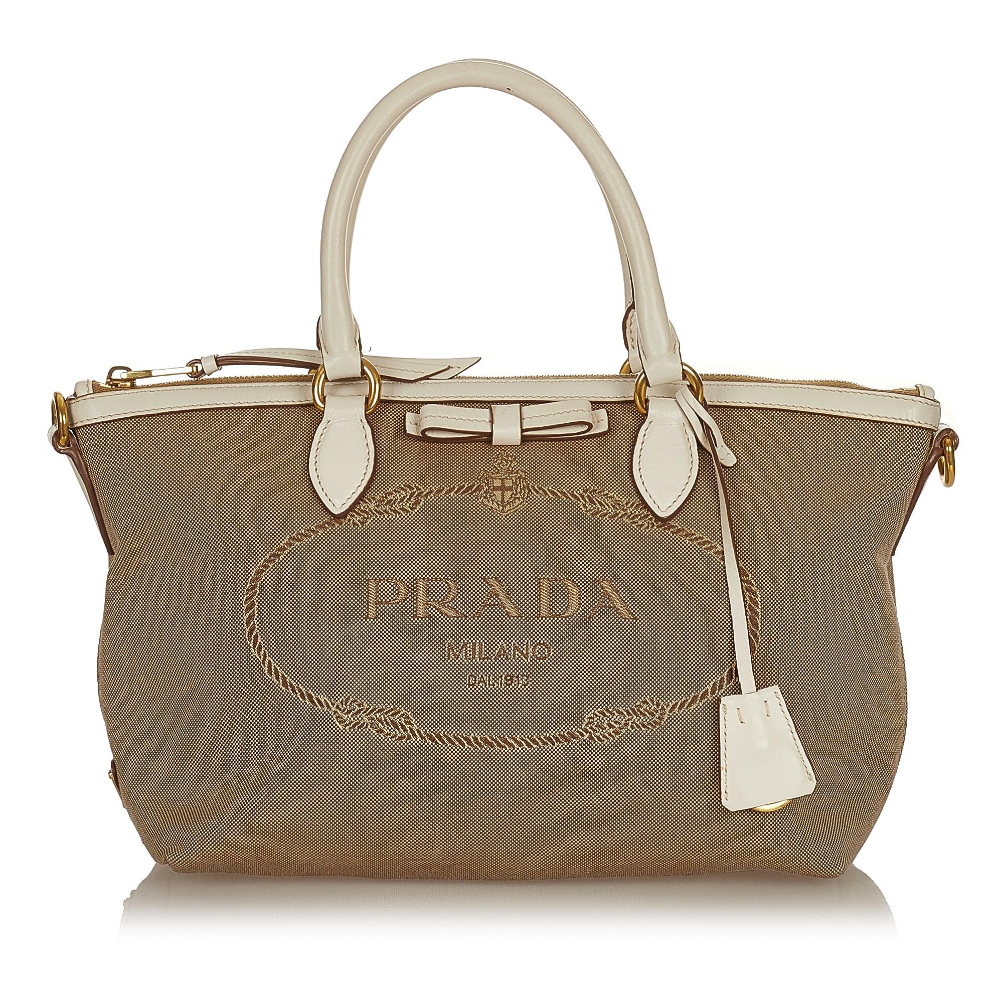 Prada Canapa Logo Canvas Satchel (SHG-27085)