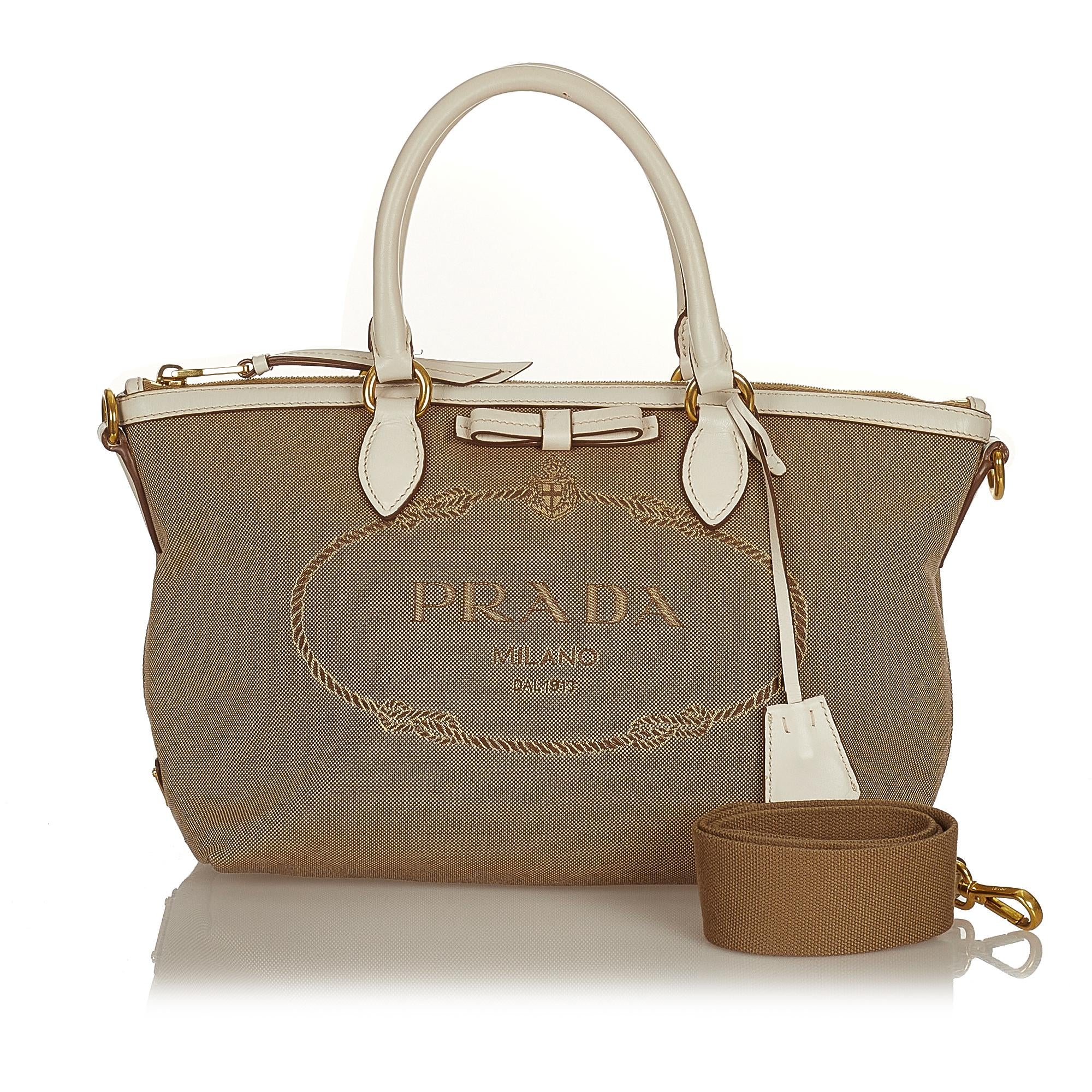 Prada Canapa Logo Canvas Satchel (SHG-27085)