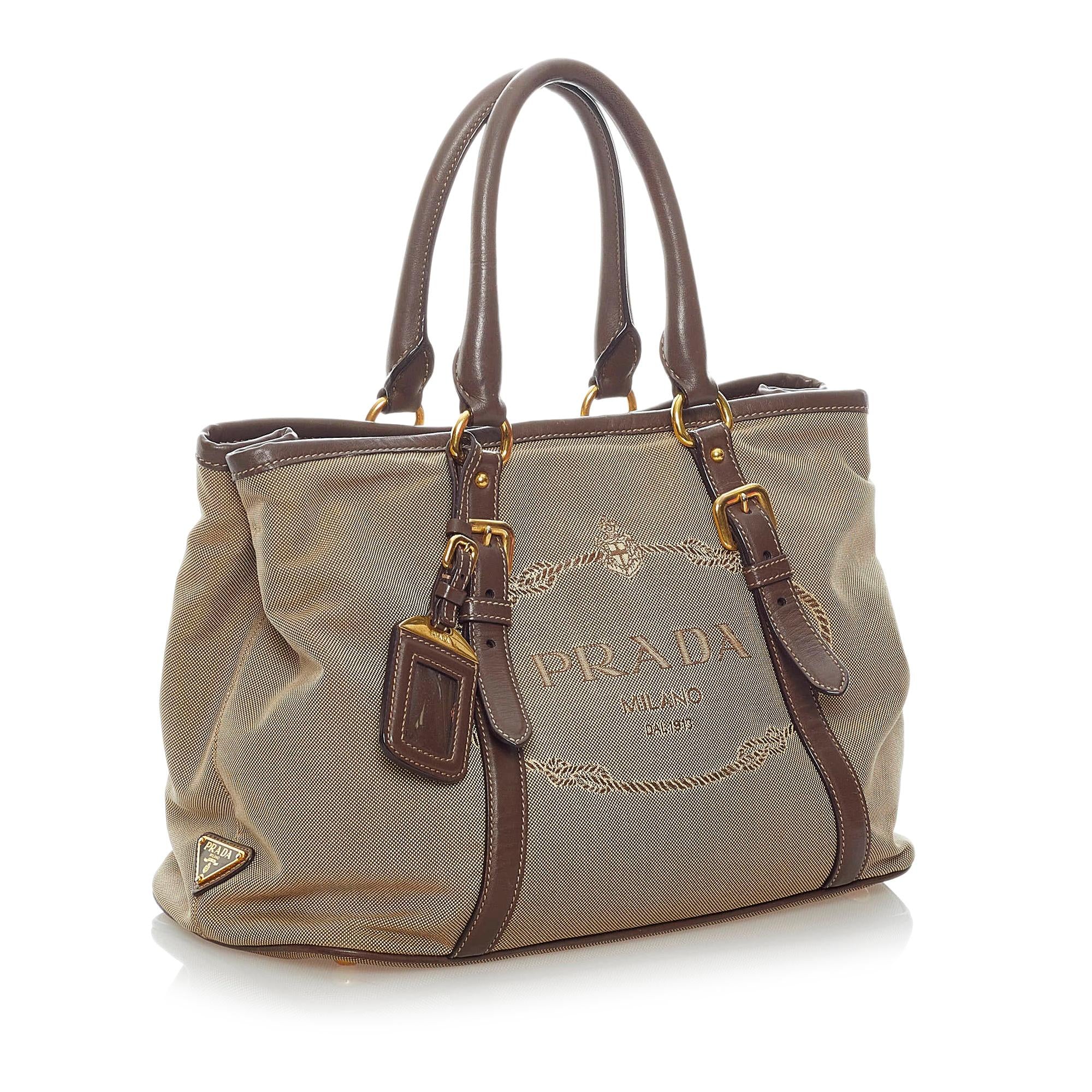 Prada Canapa Logo Canvas Satchel (SHG-31615)