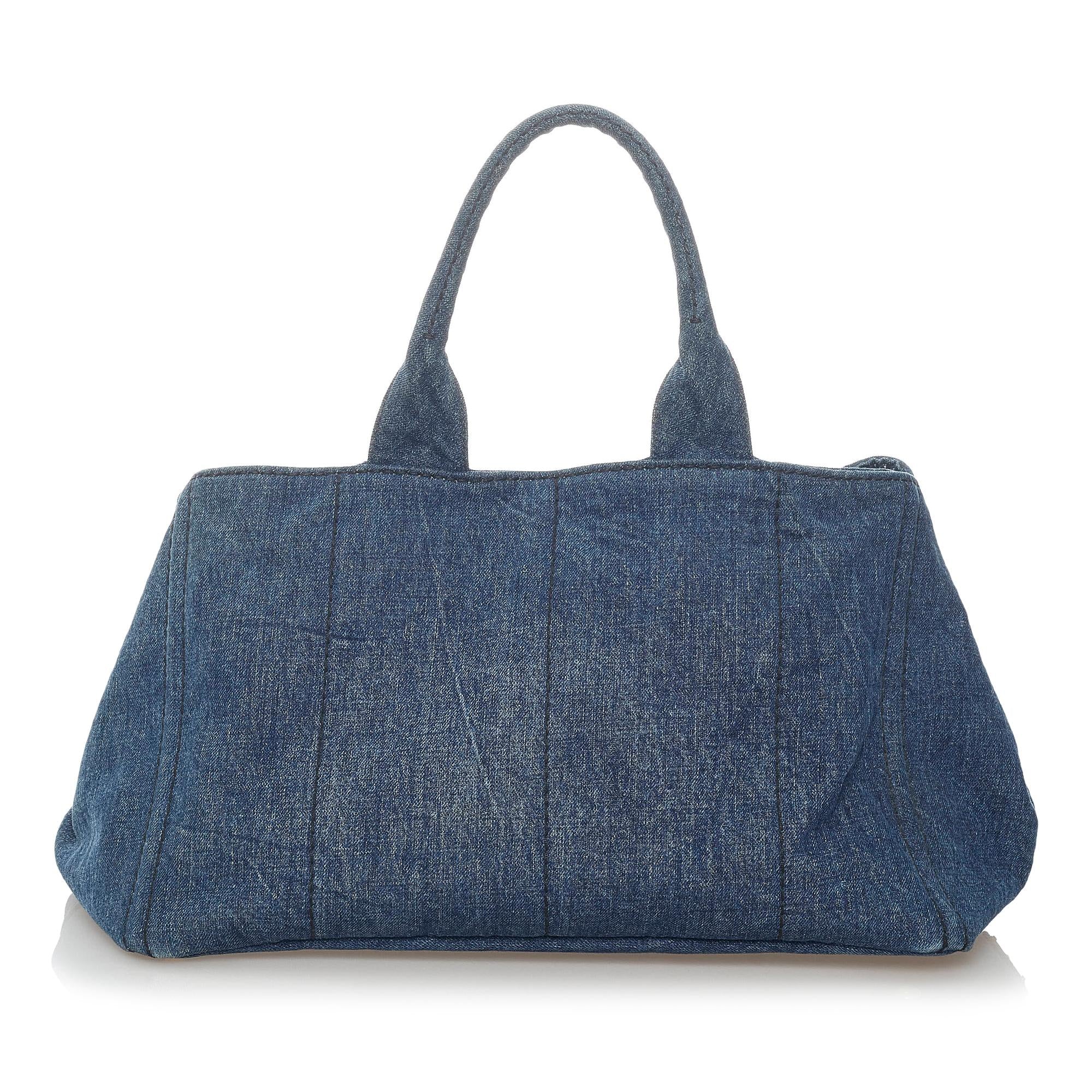 Prada Canapa Logo Denim Handbag (SHG-32657)