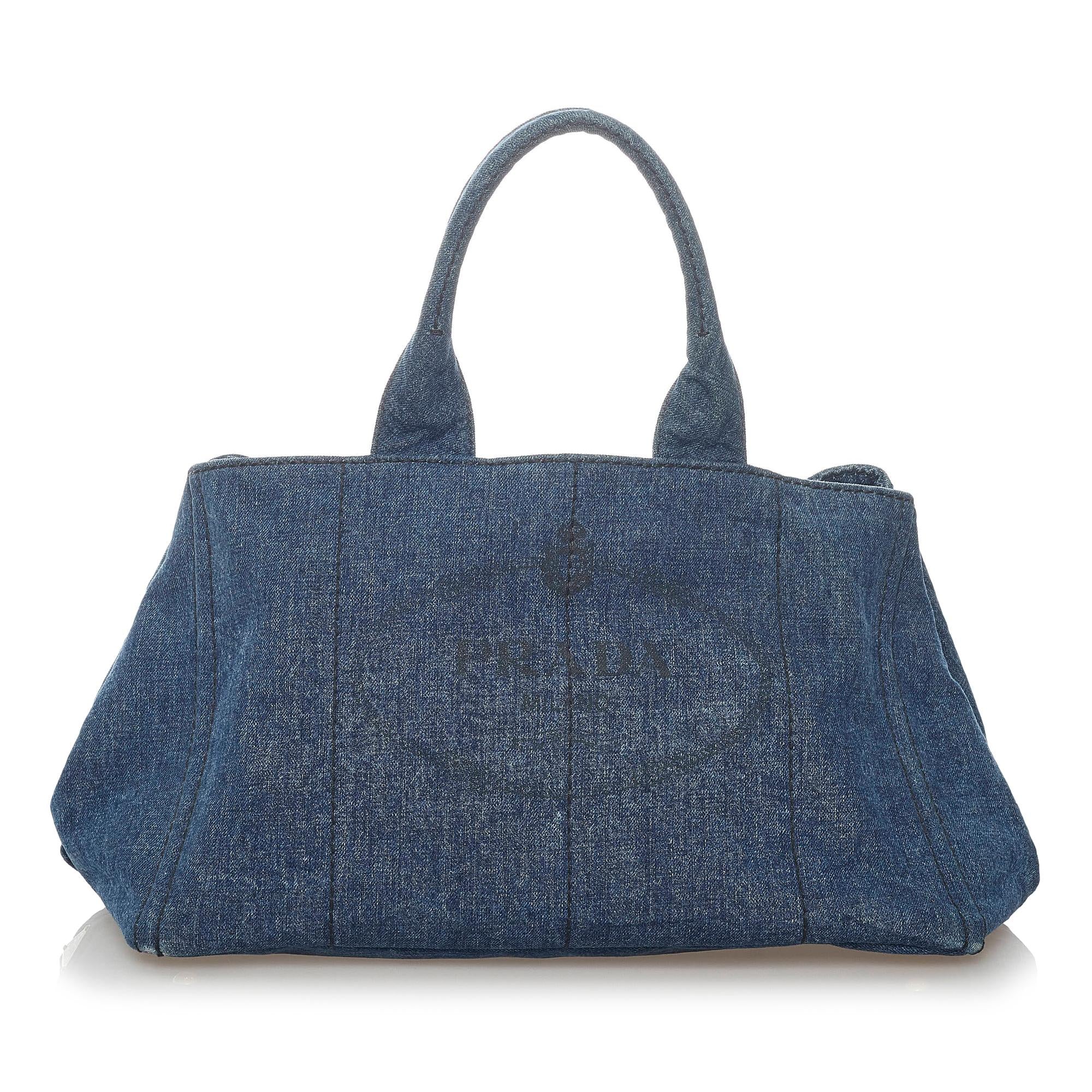 Prada Canapa Logo Denim Handbag (SHG-32657)