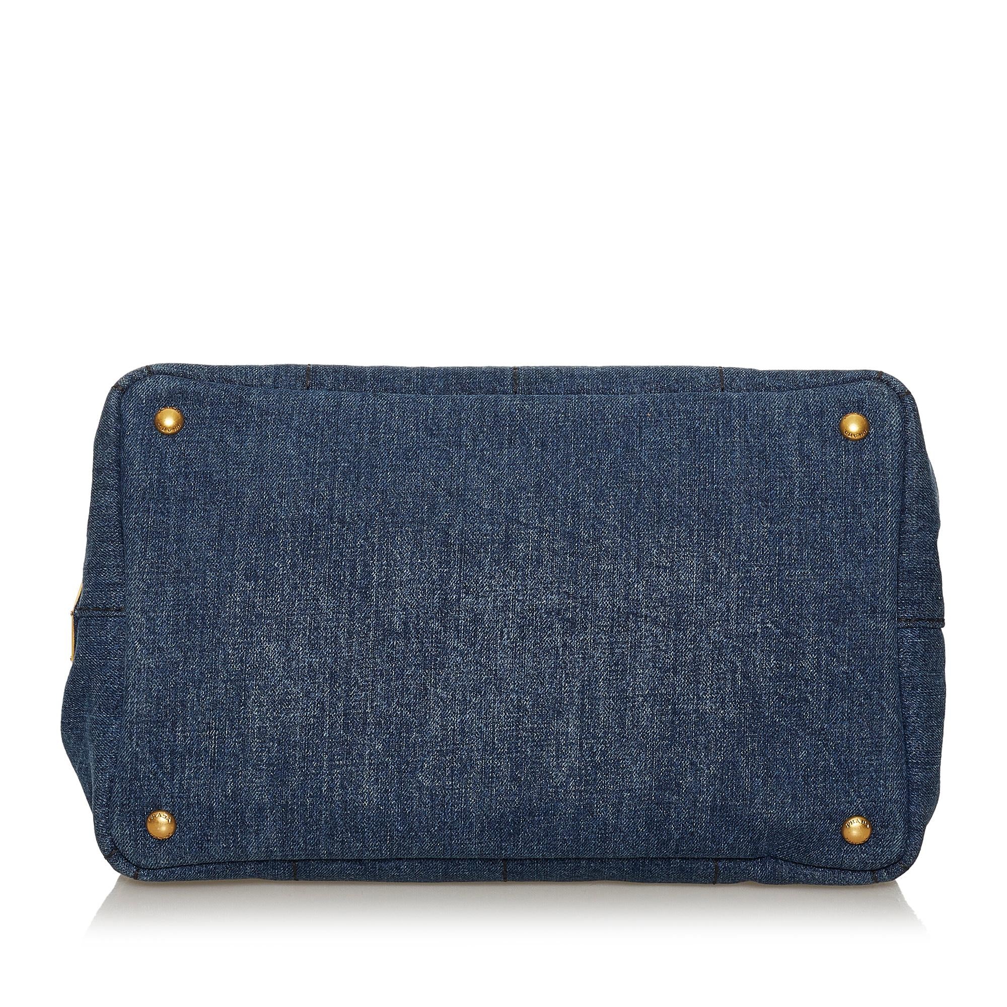 Prada Canapa Logo Denim Satchel (SHG-28405)