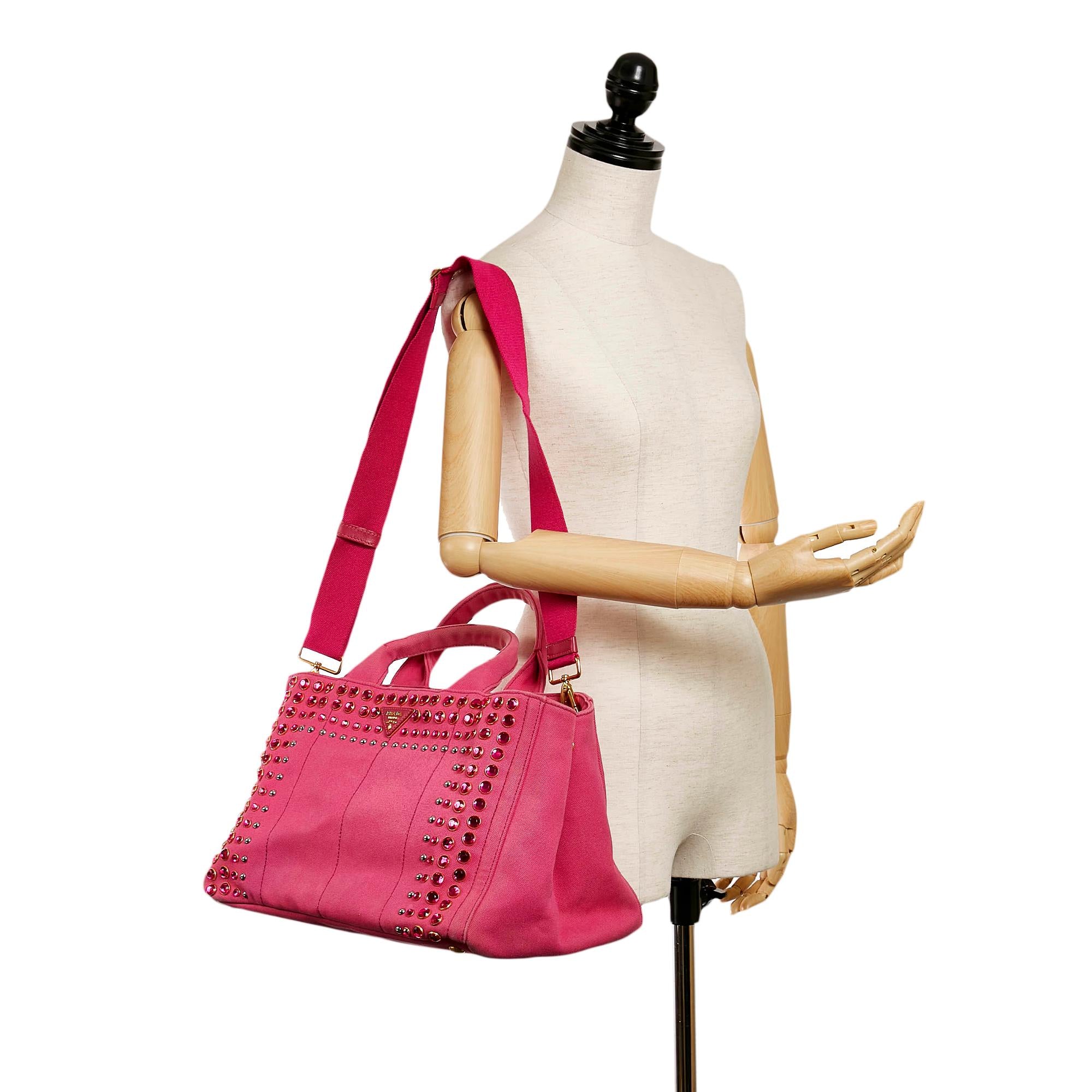 Prada Canapa Studded Canvas Satchel (SHG-30405)