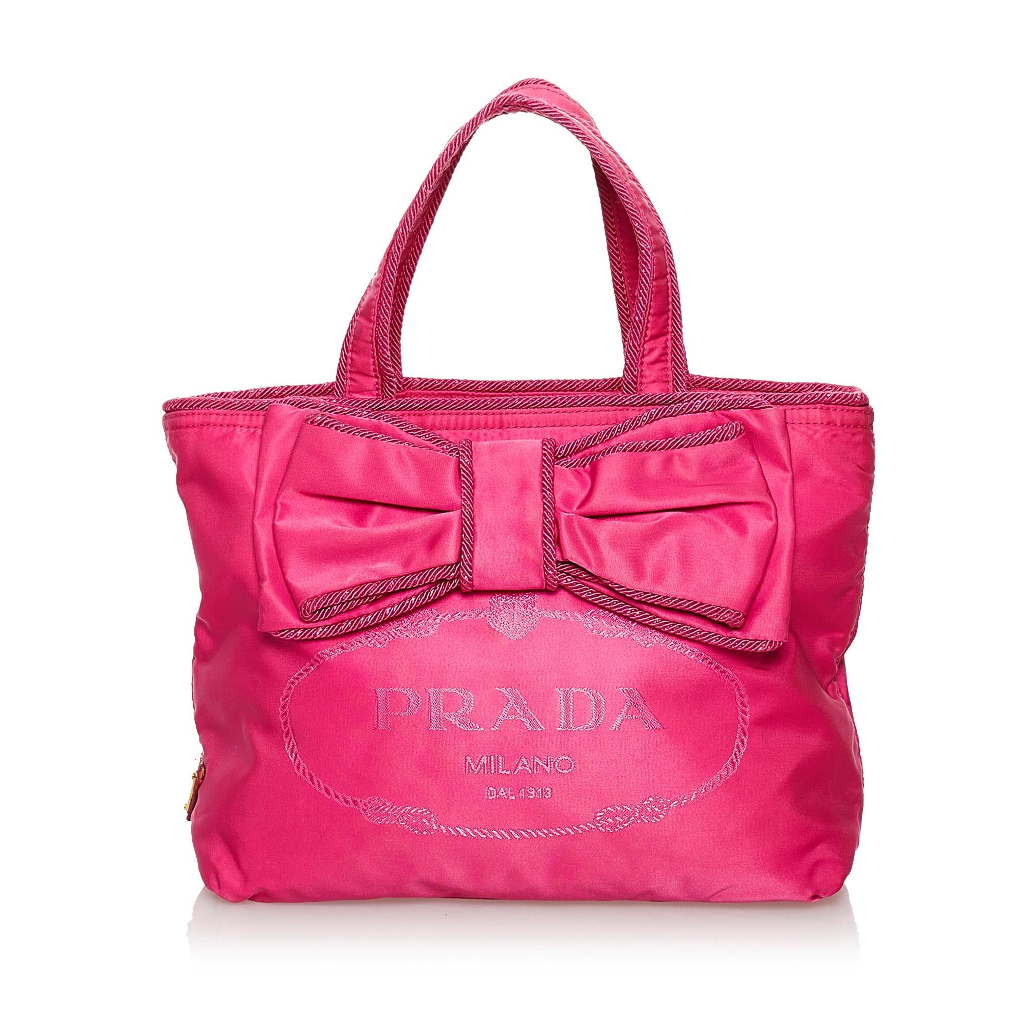 Prada Canapa Tessuto Bow Handbag (SHG-30554)
