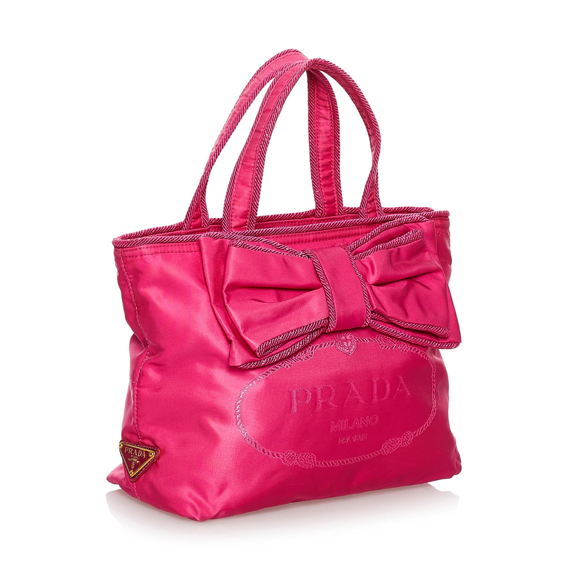 Prada Canapa Tessuto Bow Handbag (SHG-30554)