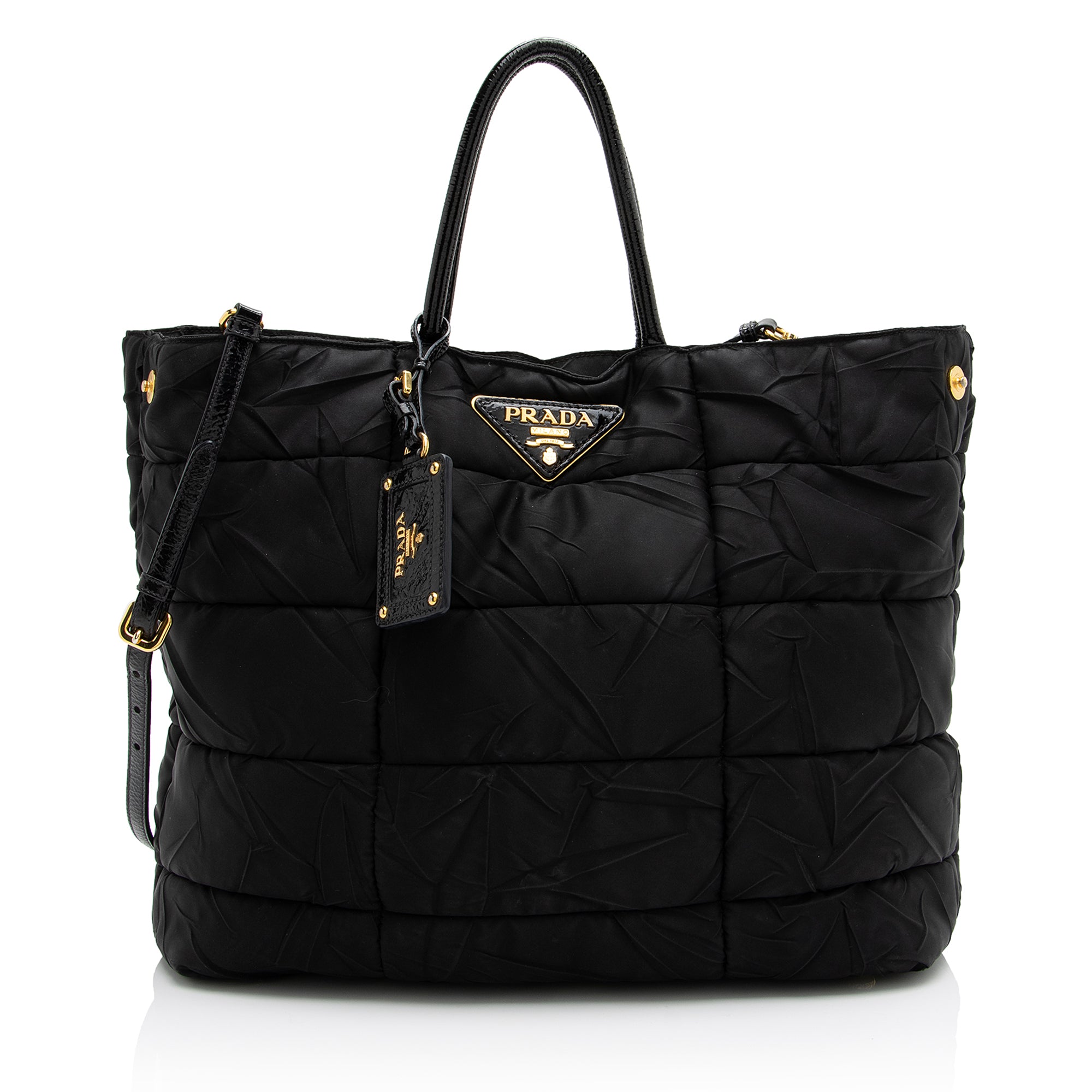 Prada Chevron Quilted Tessuto Convertible Large Tote (SHF-23247)