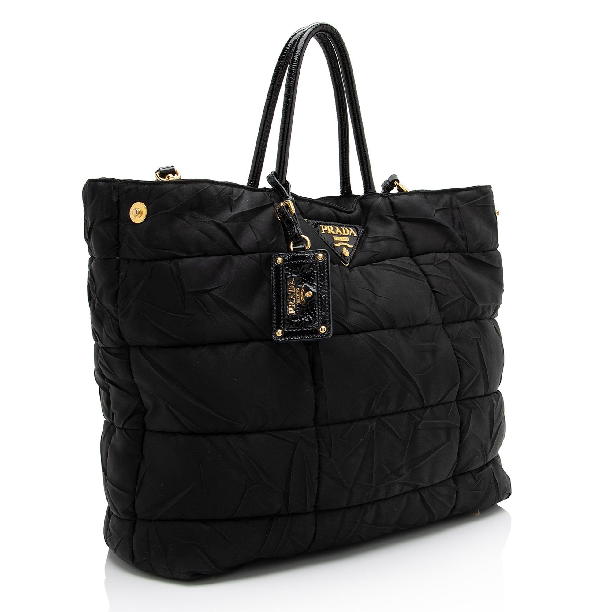 Prada Chevron Quilted Tessuto Convertible Large Tote (SHF-23247)
