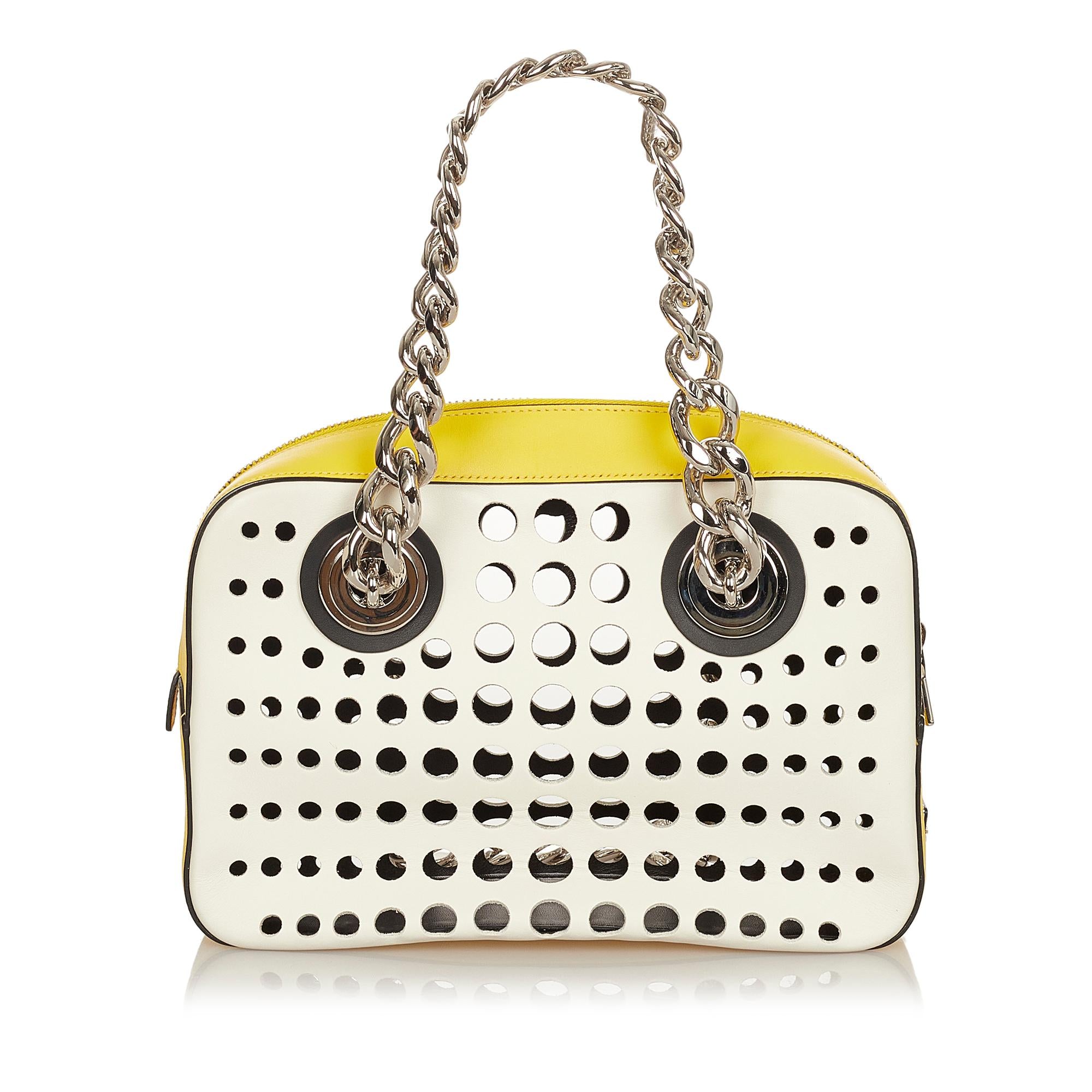 Prada City Fori Perforated Leather Handbag (SHG-25345)