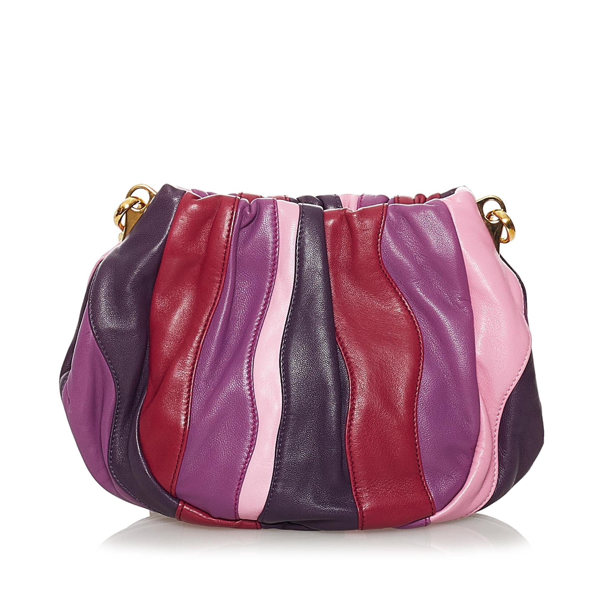 Prada Gathered Leather Crossbody Bag (SHG-31466)