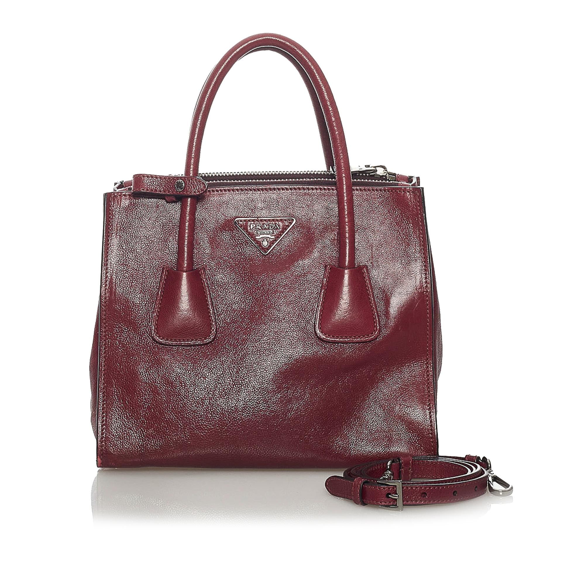 Prada Glace Calf Twin Pocket Leather Satchel (SHG-29132)