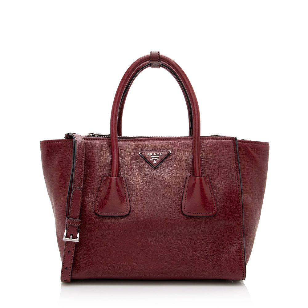 Prada Glace Calf Twin Pocket Tote (SHF-17182)