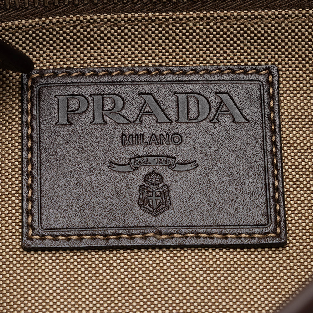 Prada Canvas Jacquard Logo Messenger Bag (SHF-17122)