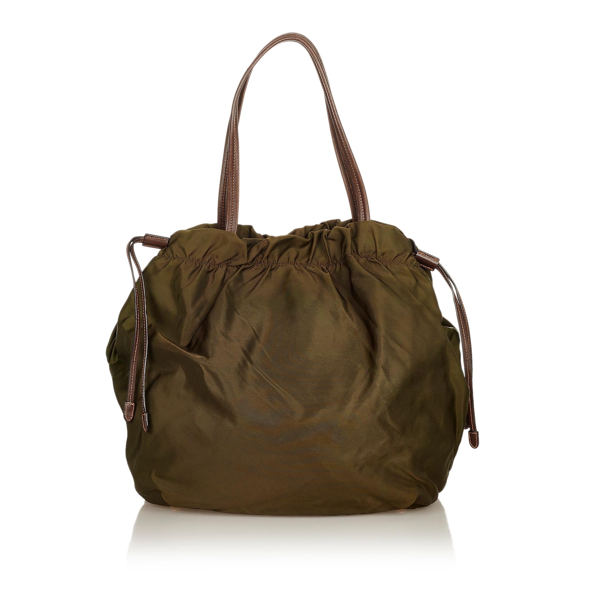 Prada Logo Tessuto Drawstring Tote Bag (SHG-25209)