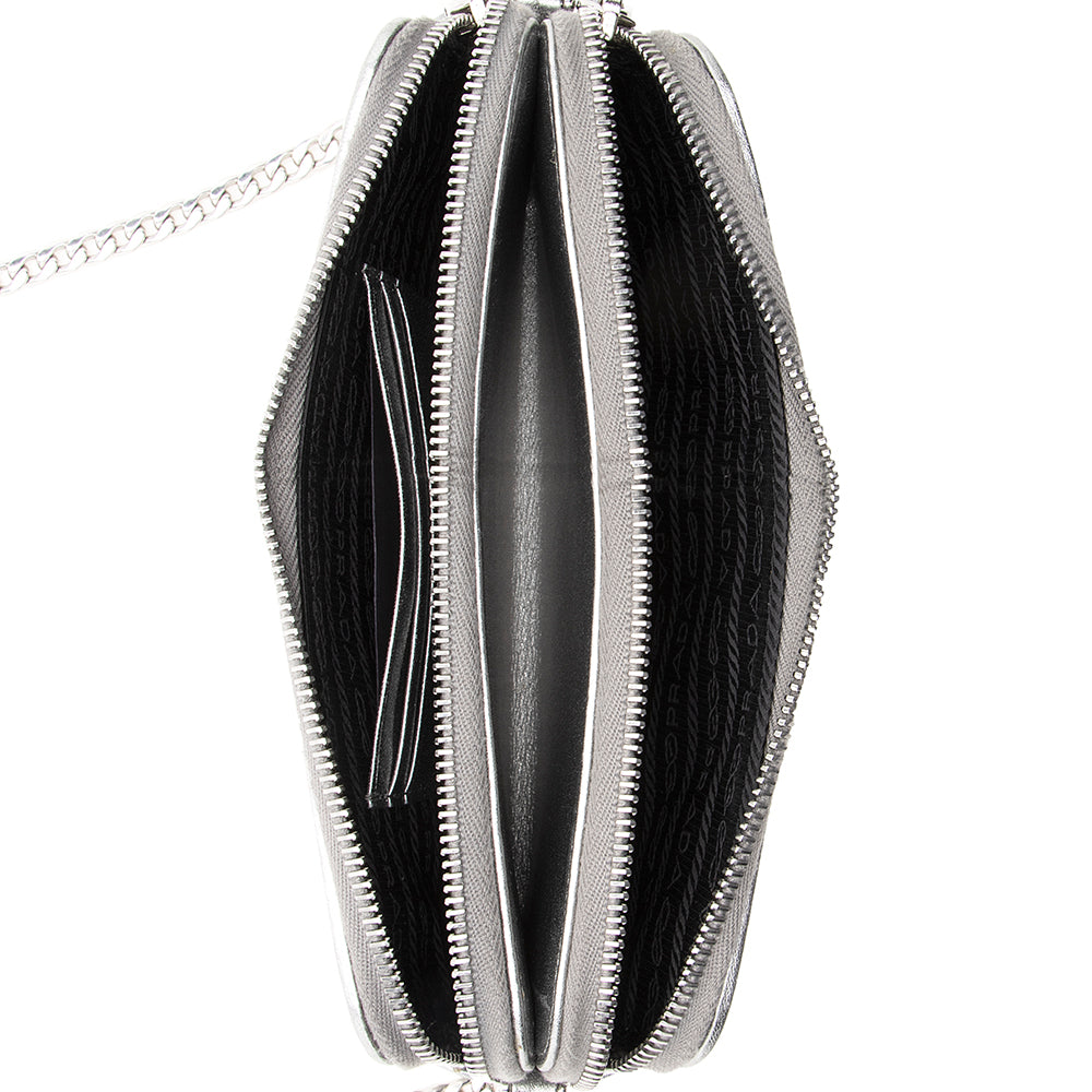 Prada Metallic Leather Diagramme Mini Shoulder Bag (SHF-18475)