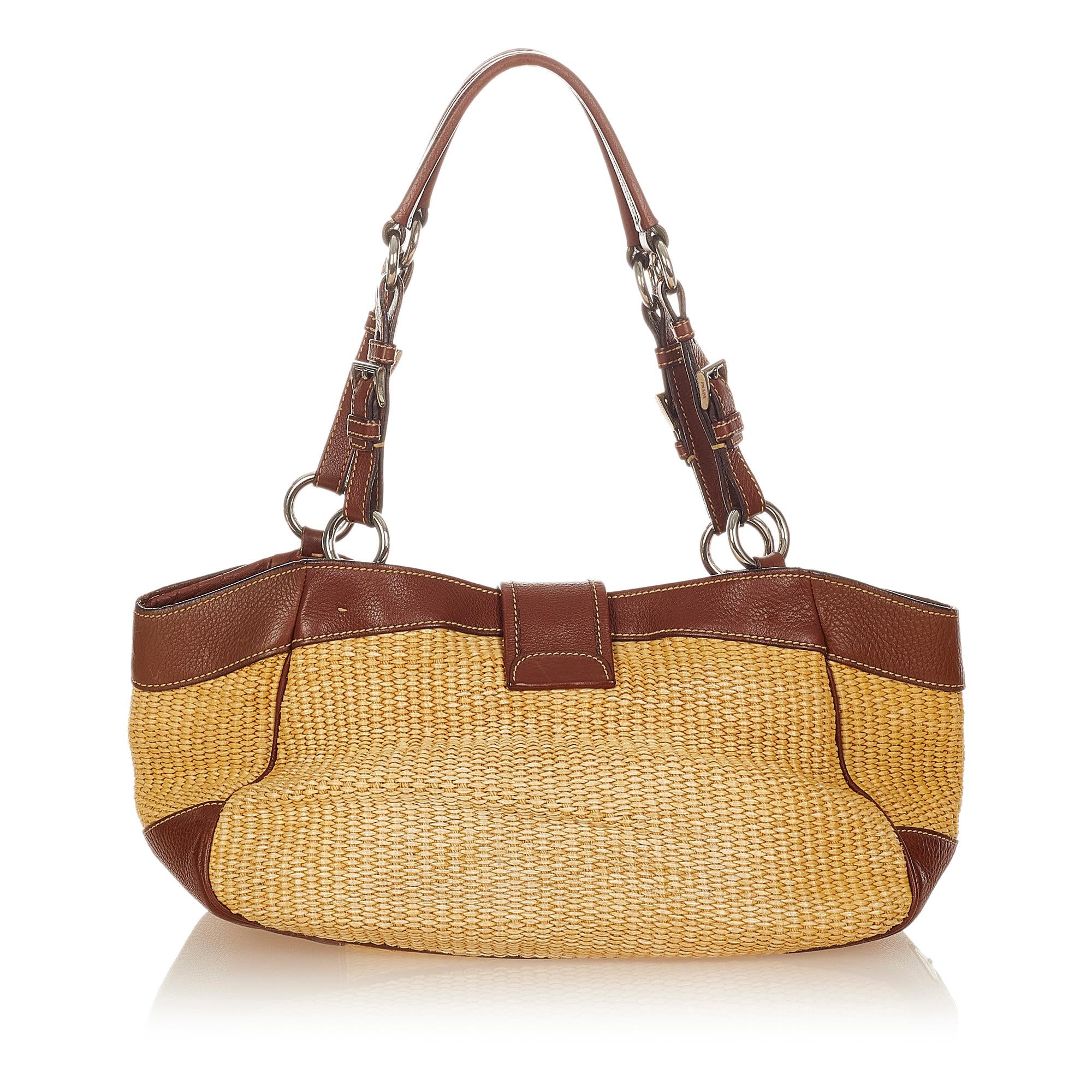Prada Raffia Shoulder Bag (SHG-24968)