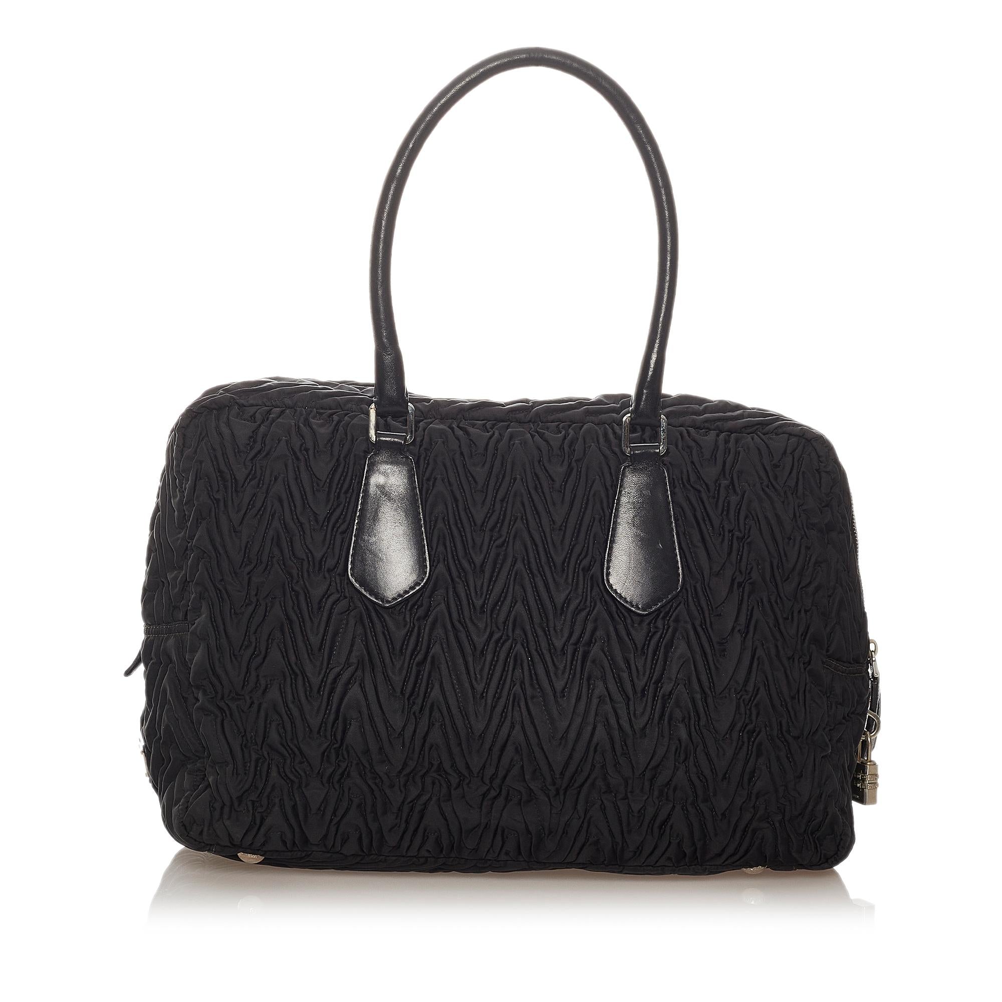 Prada Ruffled Tessuto Handbag (SHG-27414)