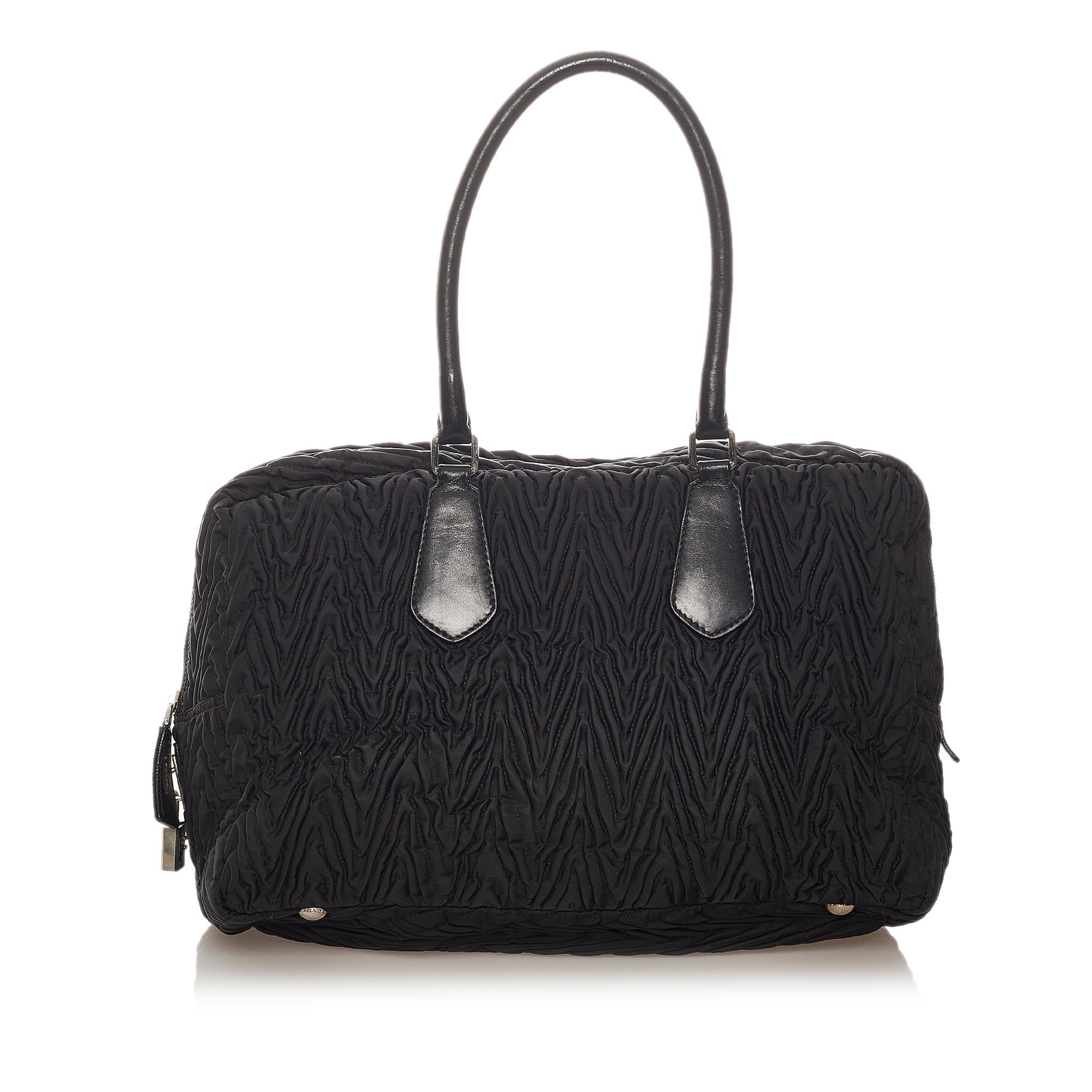 Prada Ruffled Tessuto Handbag (SHG-27414)