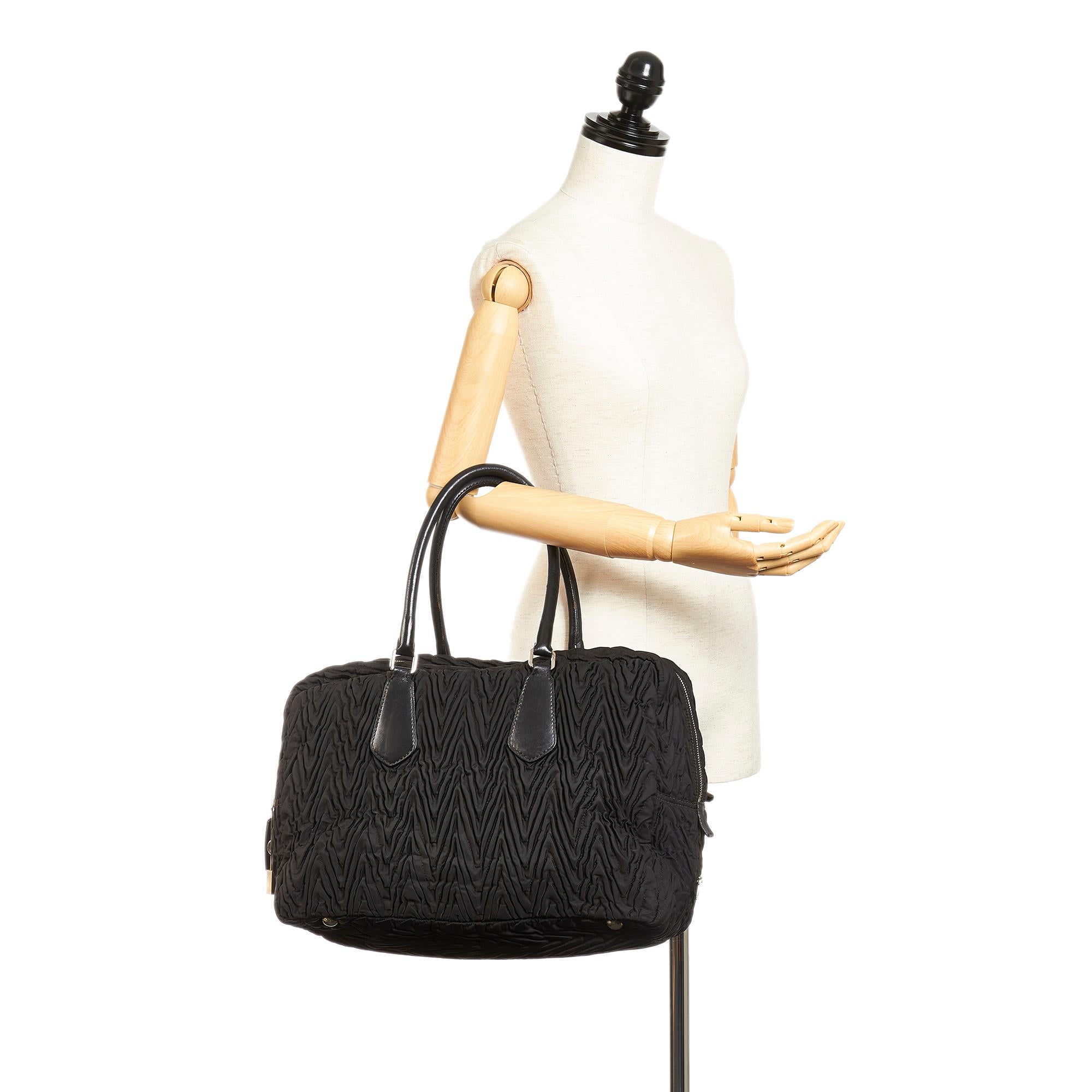 Prada Ruffled Tessuto Handbag (SHG-27414)