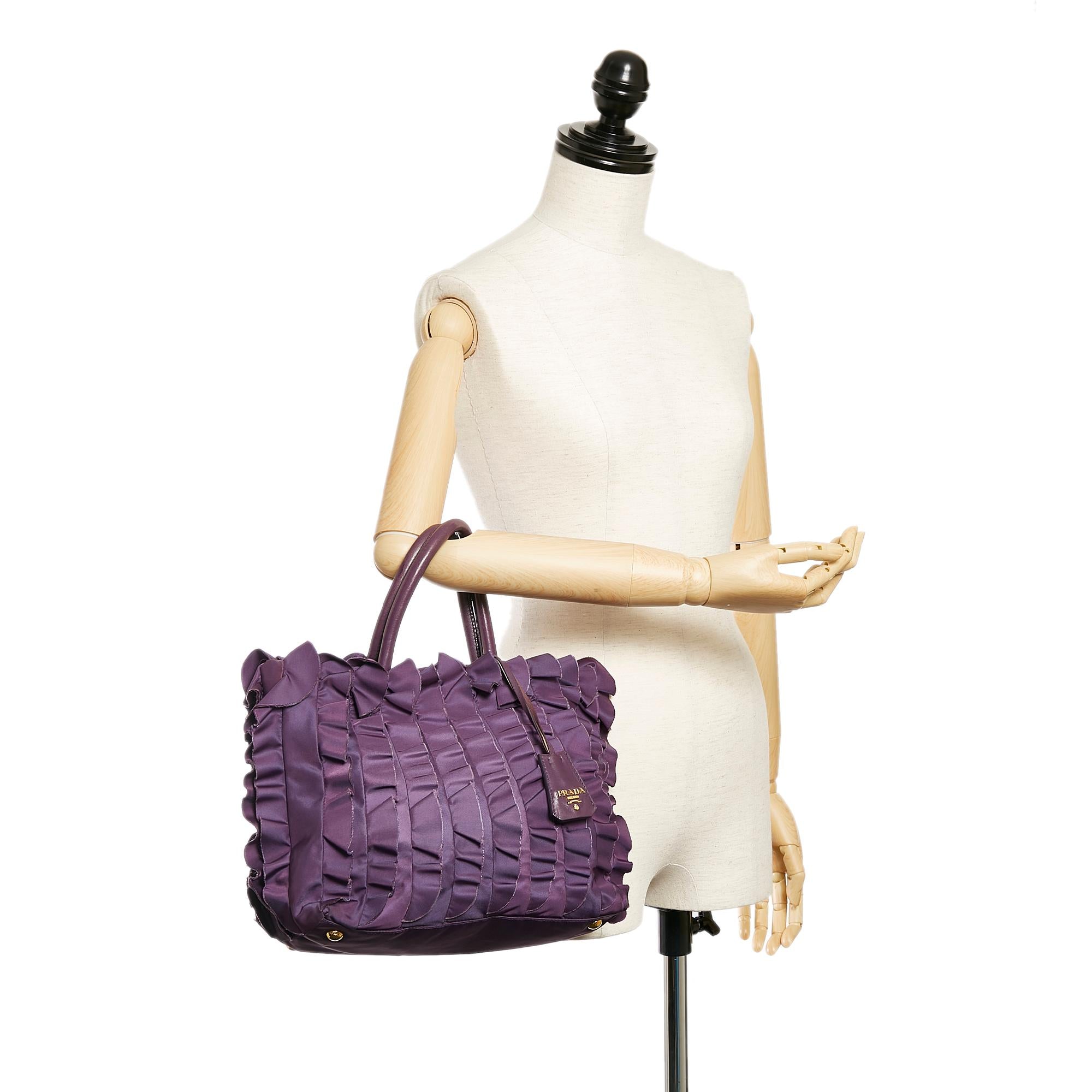 Prada Ruffled Tessuto Tote Bag (SHG-27502)
