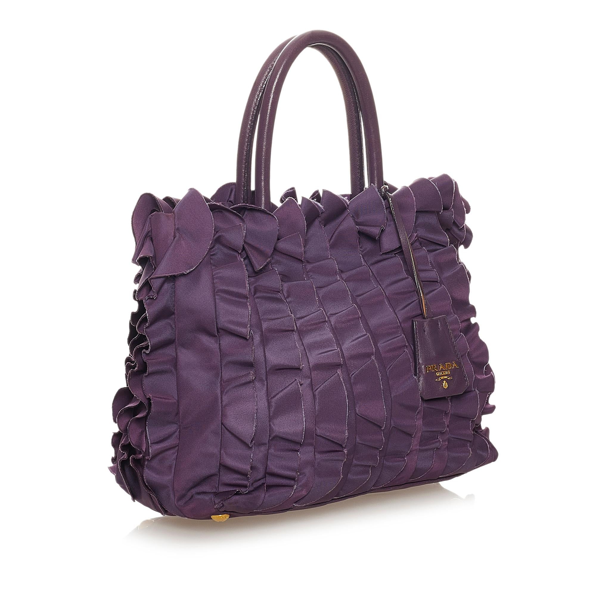 Prada Ruffled Tessuto Tote Bag (SHG-27502)
