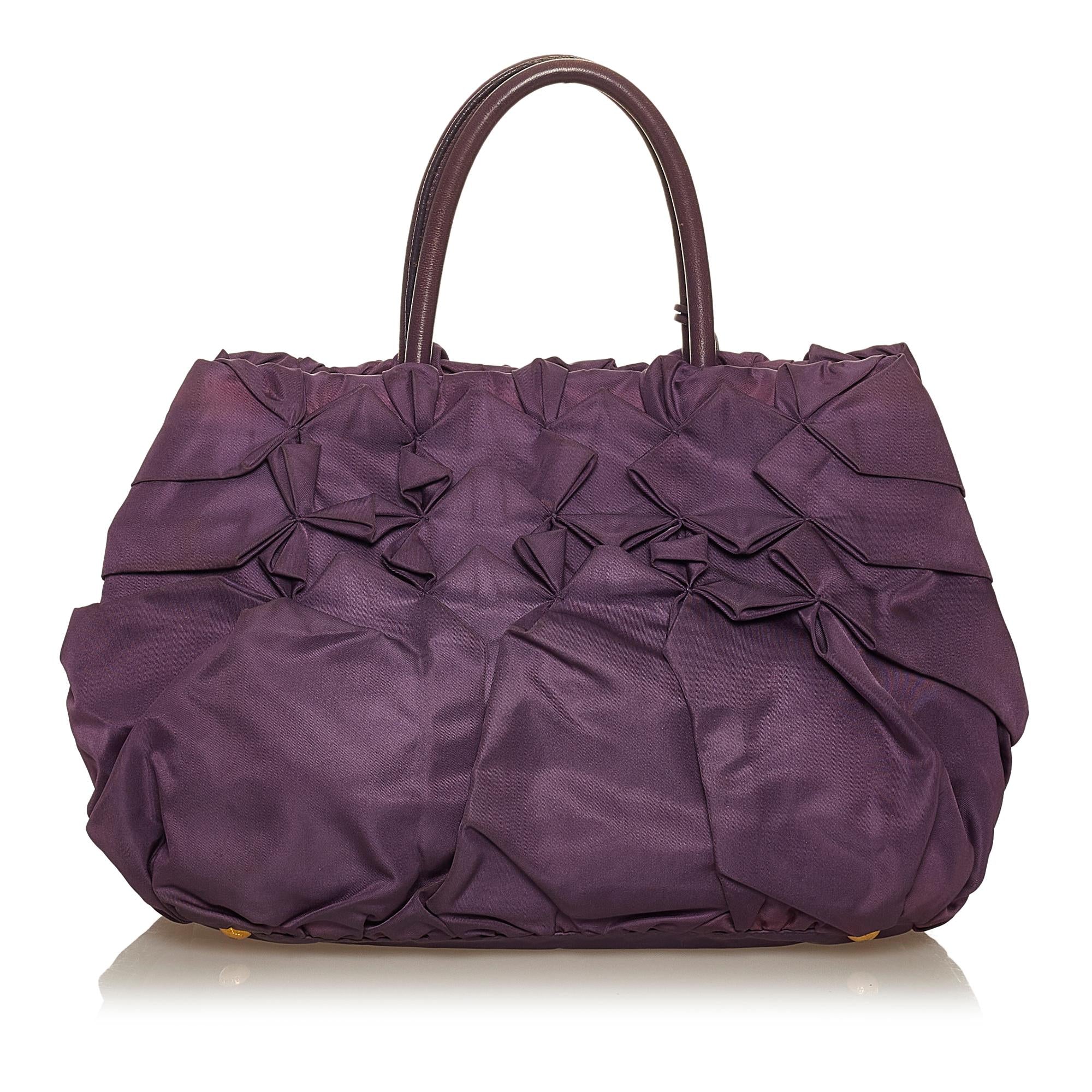 Prada Ruffled Tessuto Tote Bag (SHG-29363)