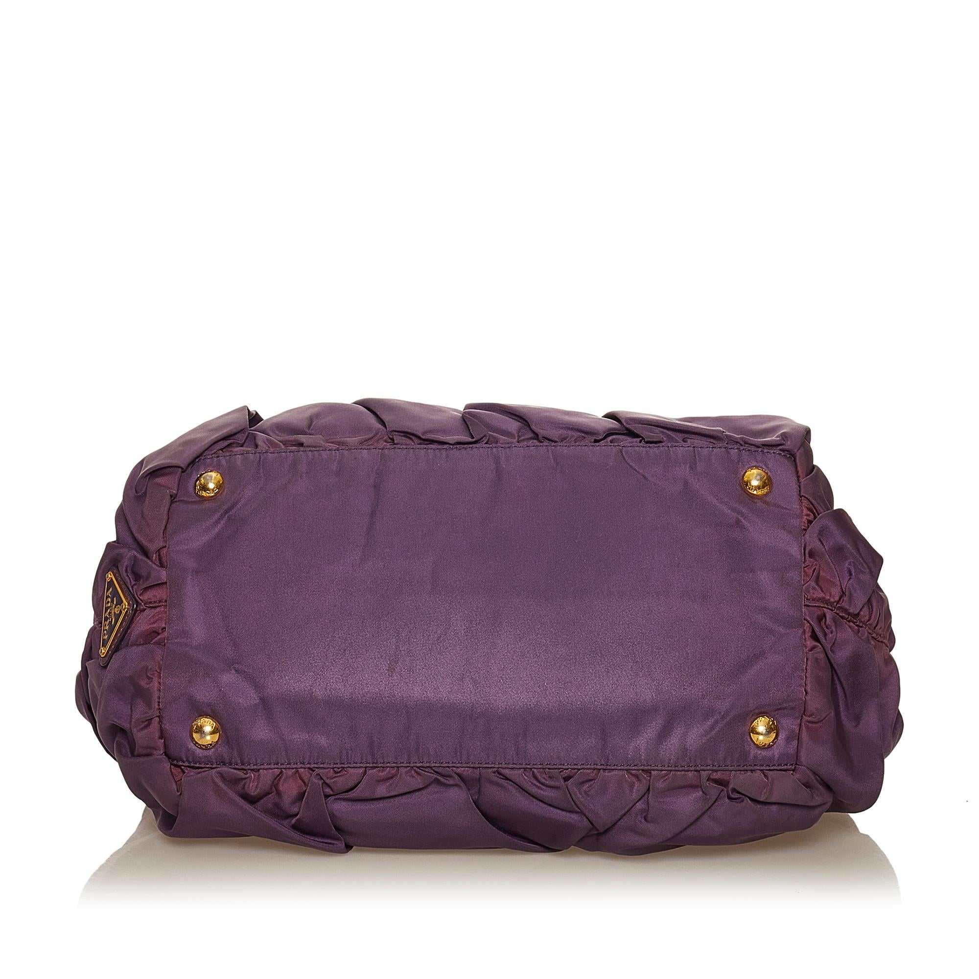 Prada Ruffled Tessuto Tote Bag (SHG-29363)