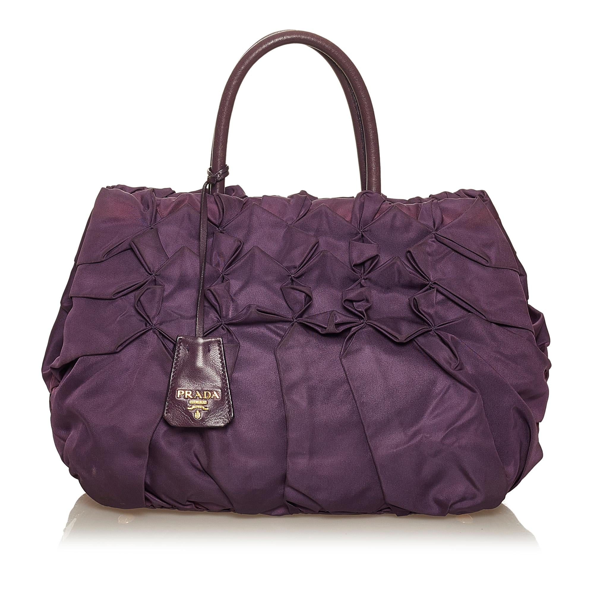 Prada Ruffled Tessuto Tote Bag (SHG-29363)