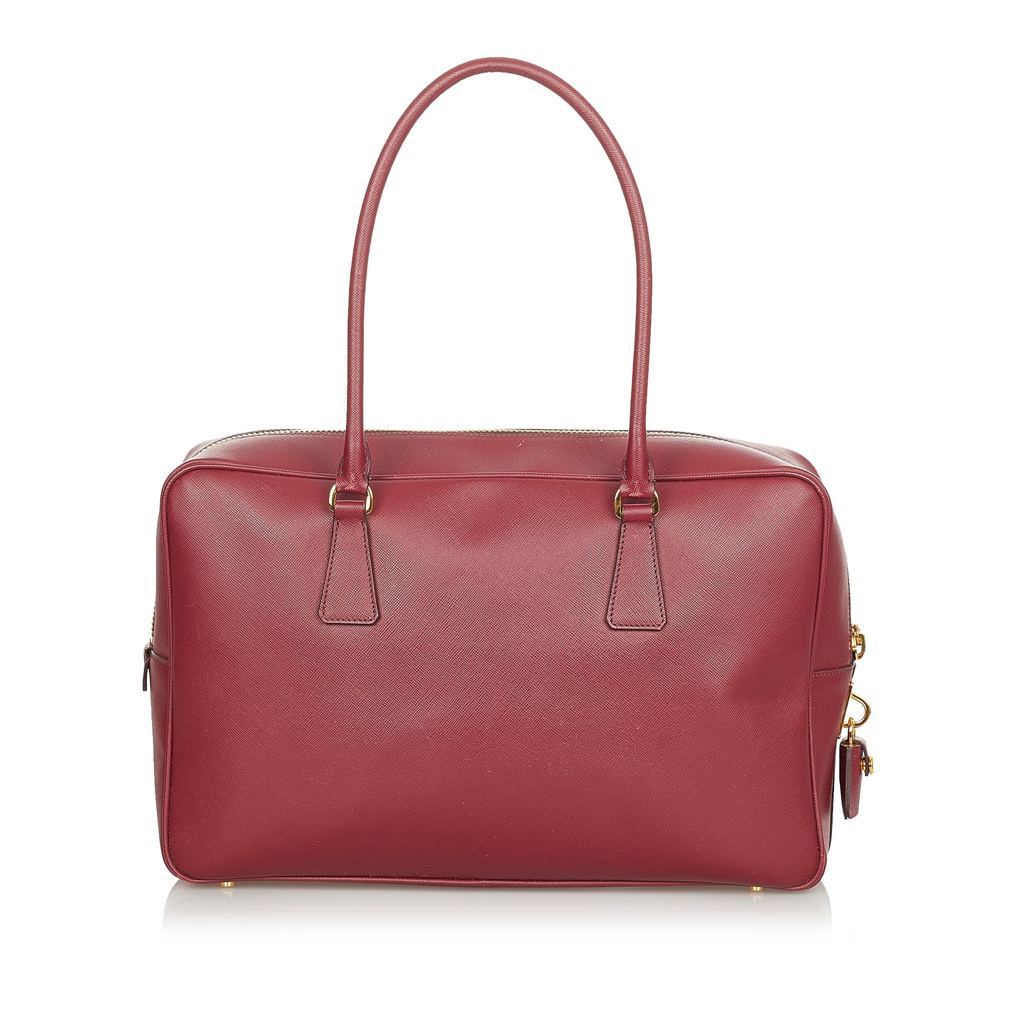 Prada Saffiano Bauletto Handbag (SHG-24256)