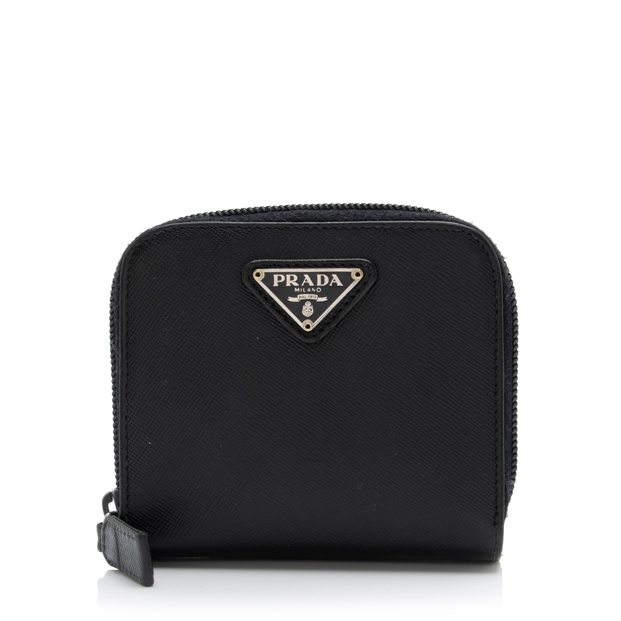 Prada Saffiano Compact Bi-Fold Zip Around Wallet (SHF-nBBc8D)
