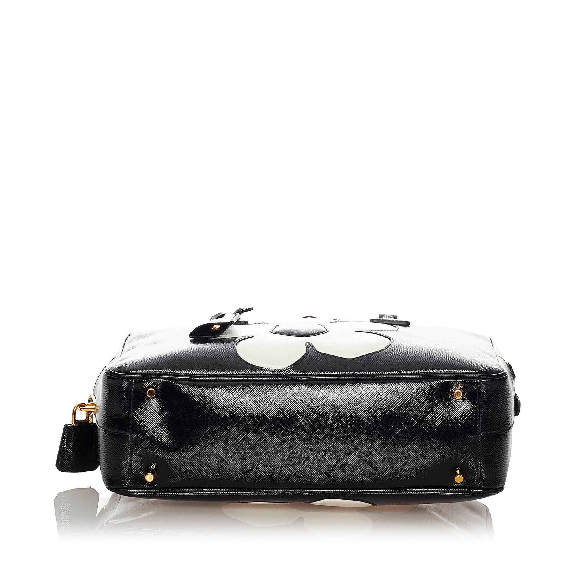 Prada Saffiano Flower Satchel (SHG-28160)