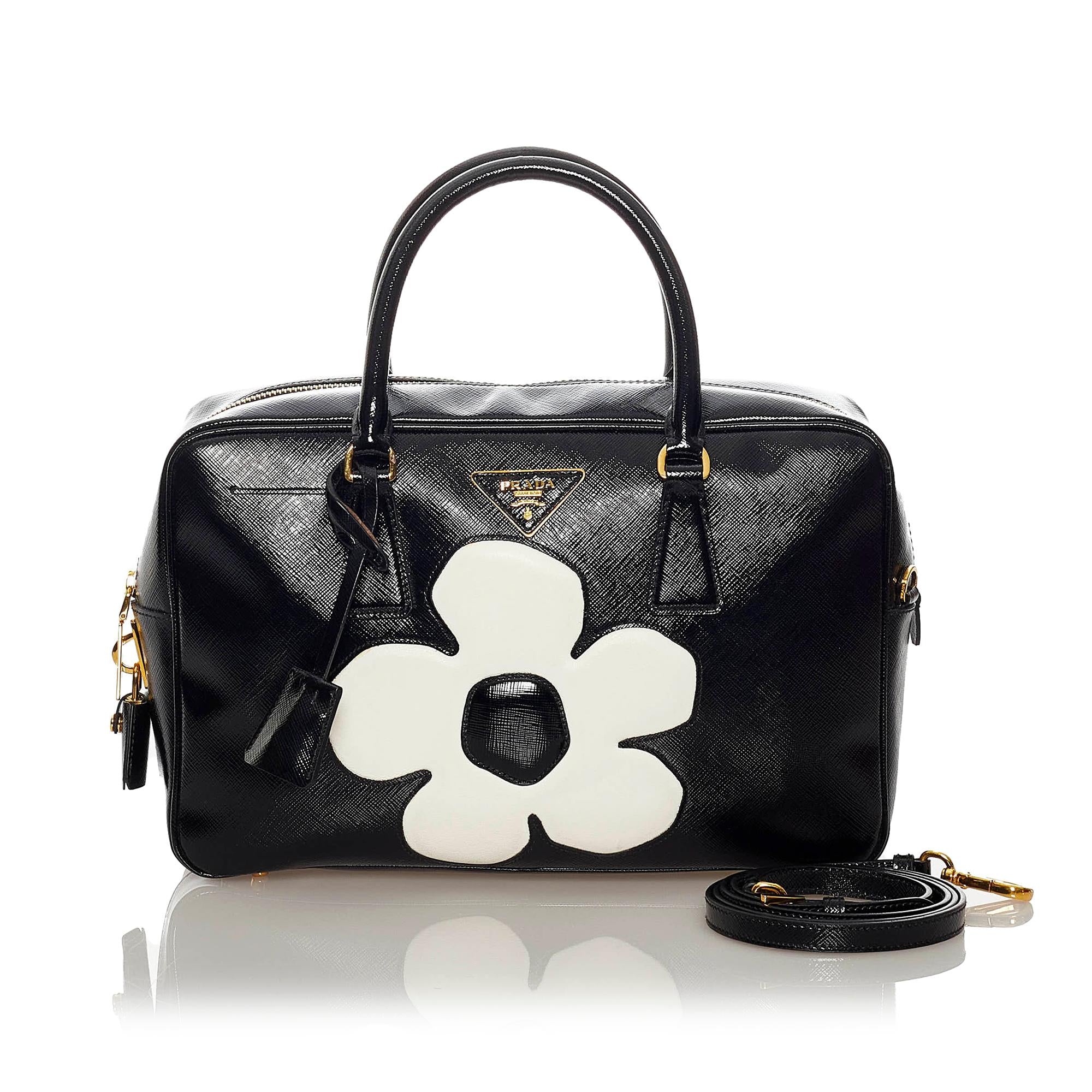 Prada Saffiano Flower Satchel (SHG-28160)