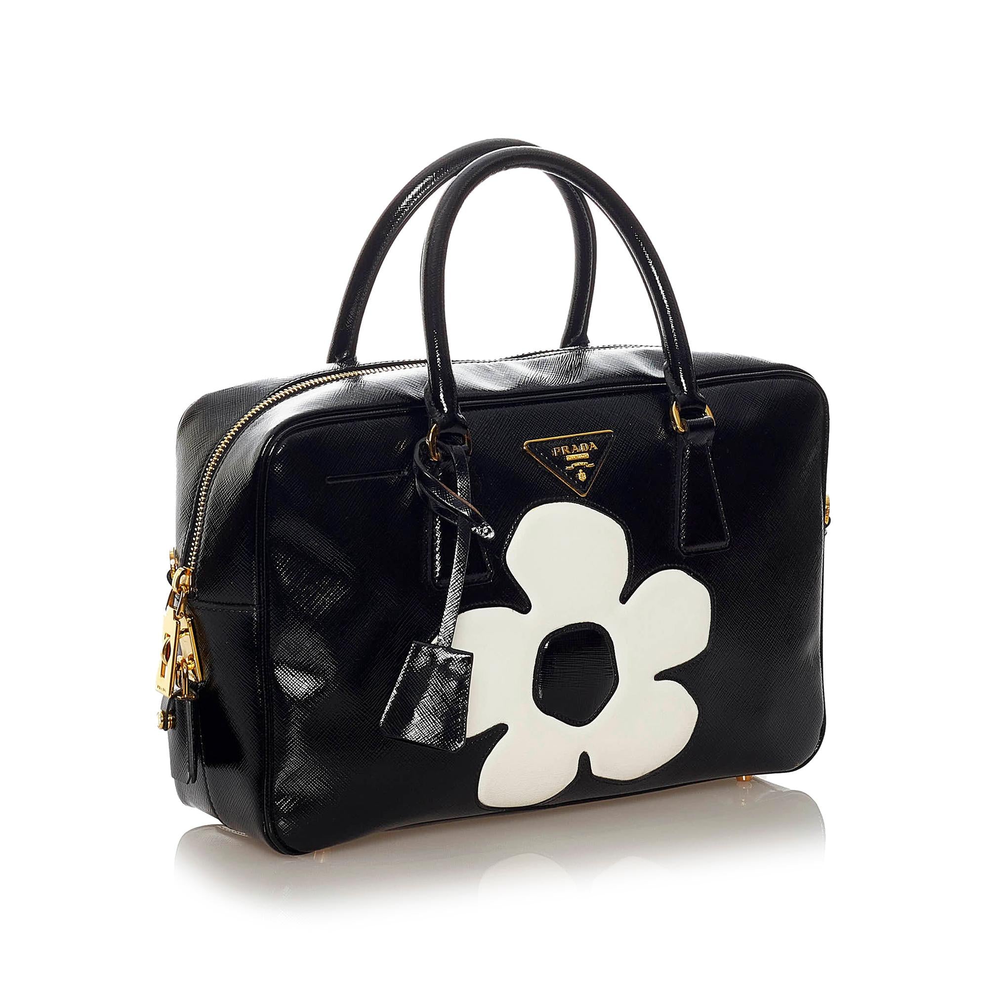 Prada Saffiano Flower Satchel (SHG-28160)