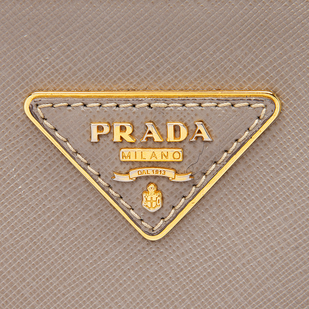 Prada Saffiano Leather Lux Double-Zip Medium Tote (SHF-12527)