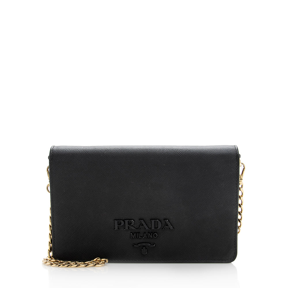 Prada Saffiano Leather Monochrome Small Crossbody Bag (SHF-19127)