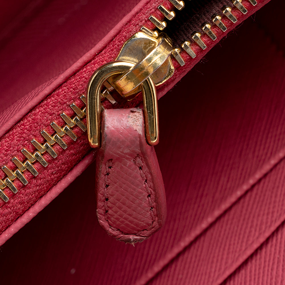 Prada Saffiano Leather Zip Around Wallet (SHF-19293)
