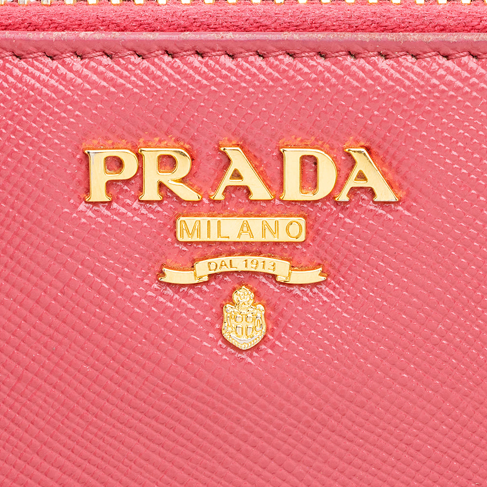 Prada Saffiano Leather Zip Around Wallet (SHF-19293)
