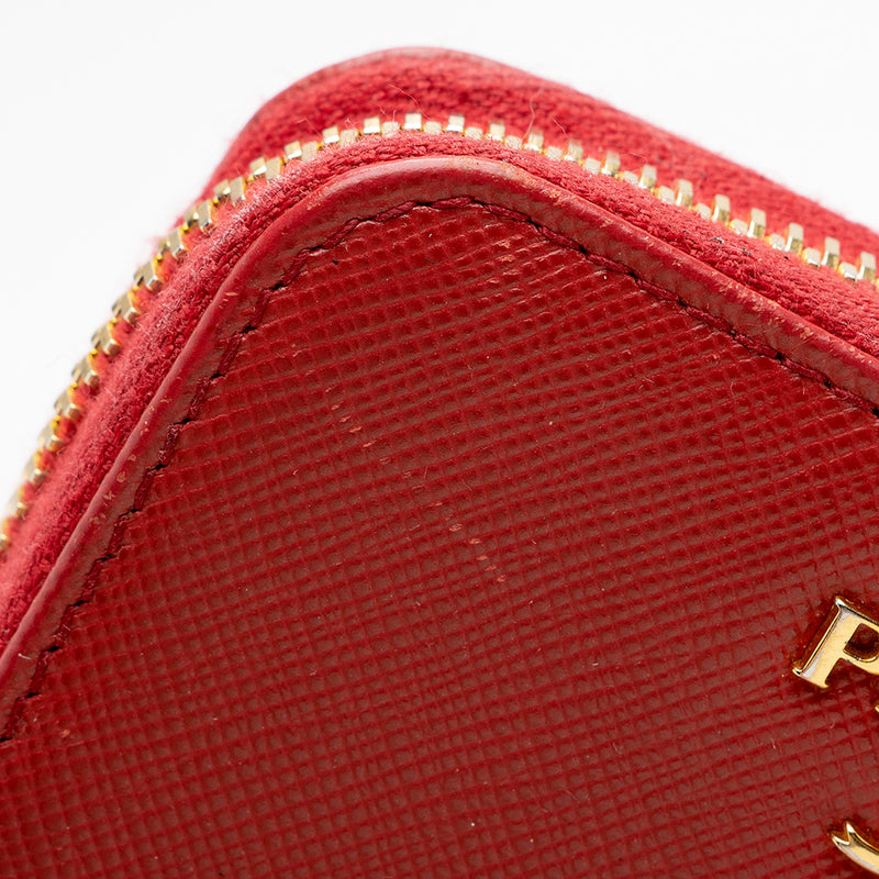 Prada Saffiano Leather Zip Card Case Wallet (SHF-15760)