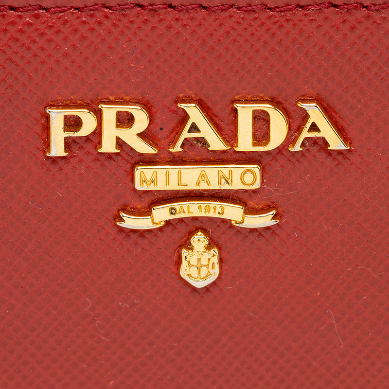 Prada Saffiano Leather Zip Card Case Wallet (SHF-15760)